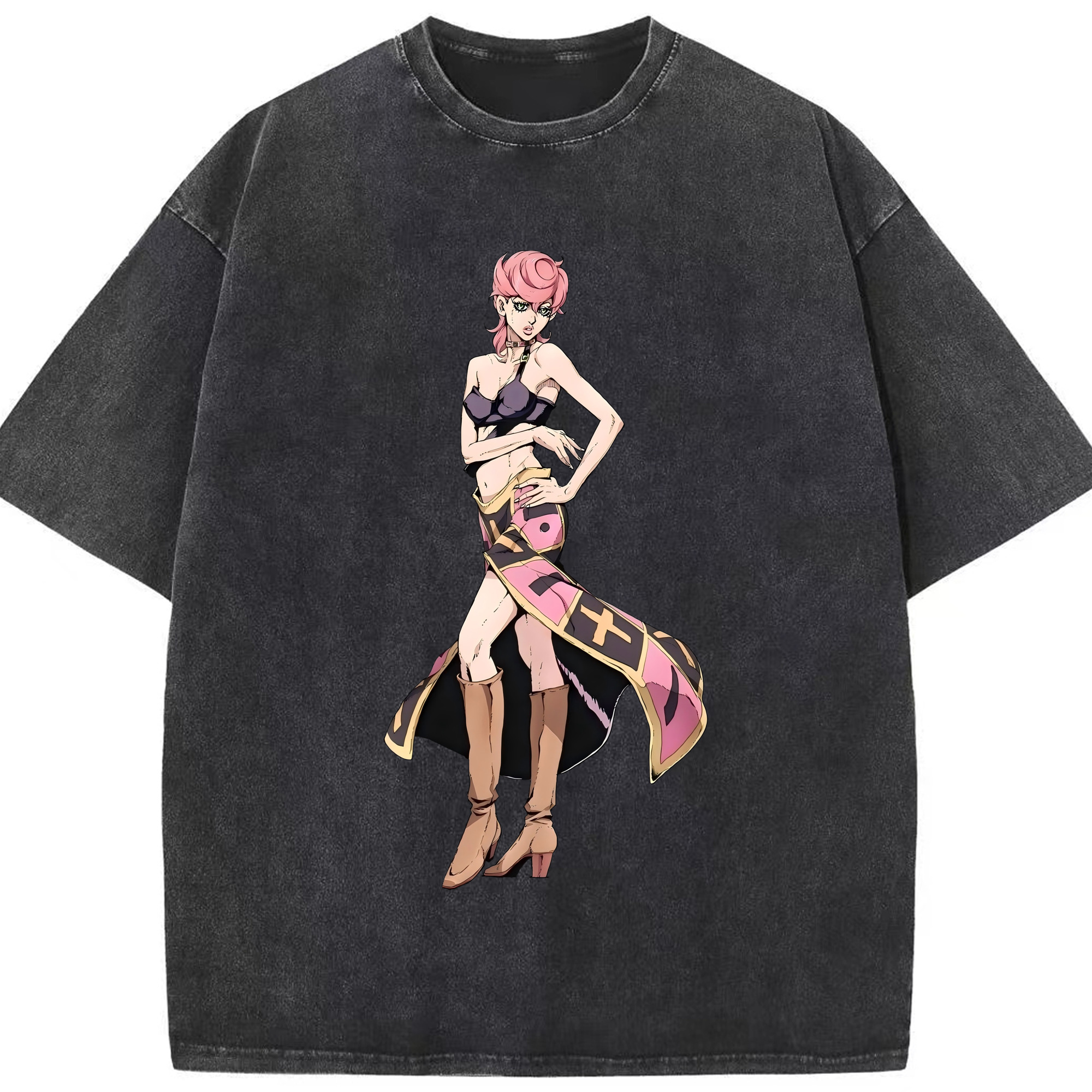 （画像用） ジョジョの奇妙な冒険 トリッシュ?ウナ JoJo's Bizarre Adventure Trish Una 綿100% ヴィンテージ風 半袖Tシャツ（フロントプリント）
