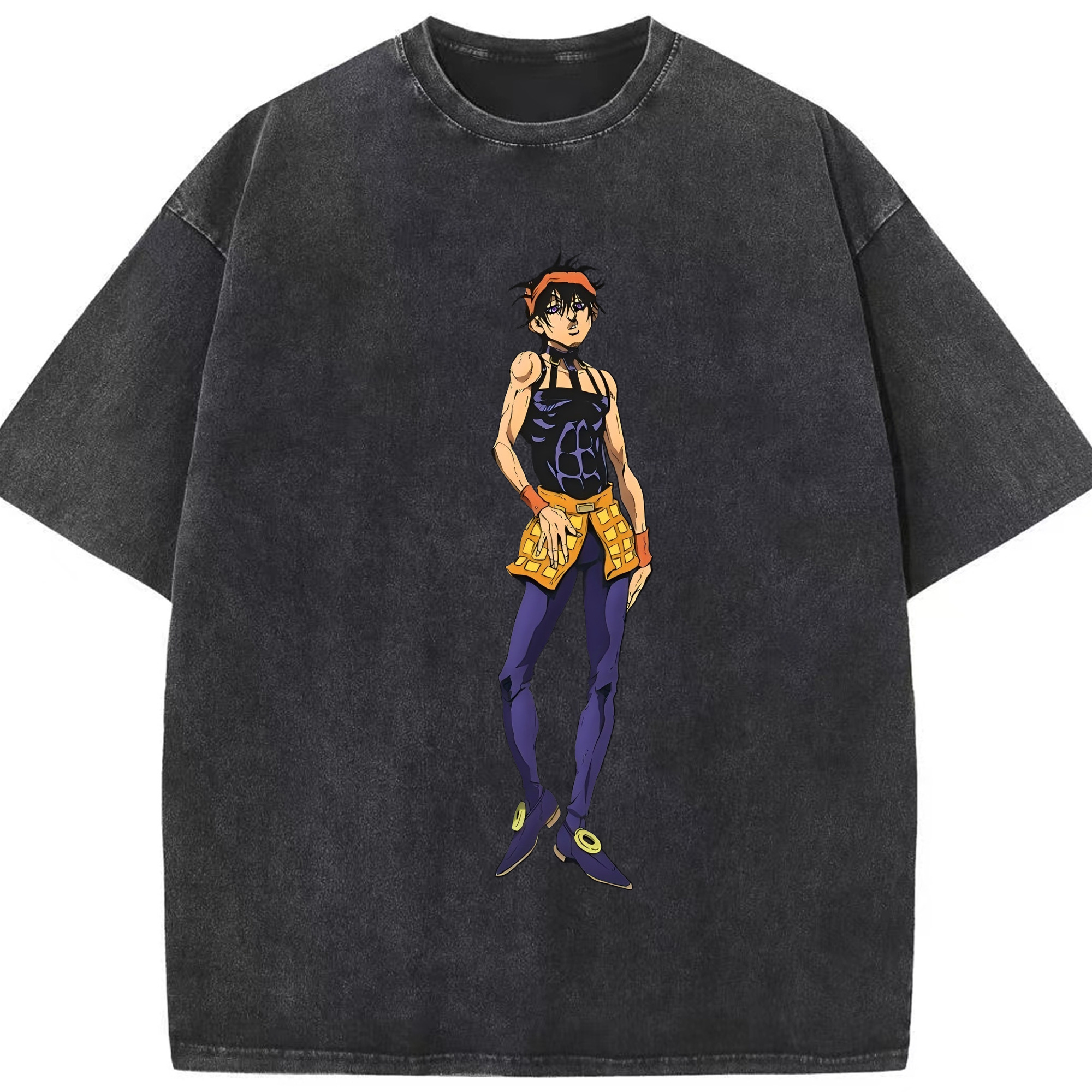 （画像用） ジョジョの奇妙な冒険 ナランチャ?ギルガ JoJo's Bizarre Adventure Narancia Ghirga 綿100% ヴィンテージ風 半袖Tシャツ（フロントプリント）