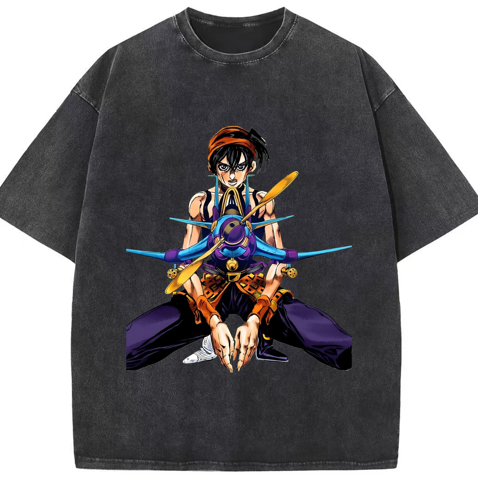 （画像用） ジョジョの奇妙な冒険 ナランチャ?ギルガ JoJo's Bizarre Adventure Narancia Ghirga 綿100% ヴィンテージ風 半袖Tシャツ（フロントプリント）