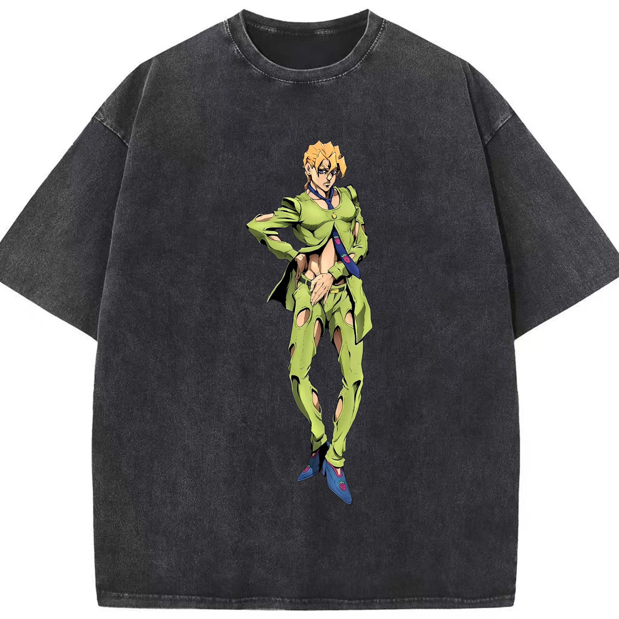 （画像用） ジョジョの奇妙な冒険 パンナコッタ?フー JoJo's Bizarre Adventure Pannacotta Fugo 綿100% ヴィンテージ風 半袖Tシャツ（フロントプリント）