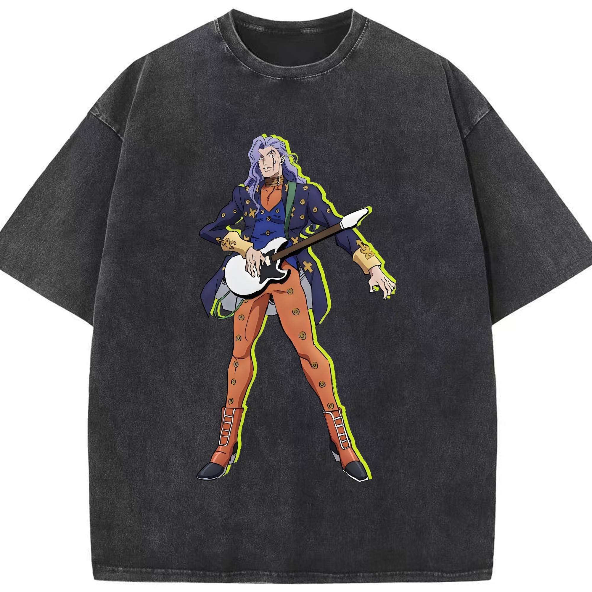（画像用） ジョジョの奇妙な冒険 おといし あきら JoJo's Bizarre Adventure Akira Otoishi 綿100% ヴィンテージ風 半袖Tシャツ（フロントプリント）