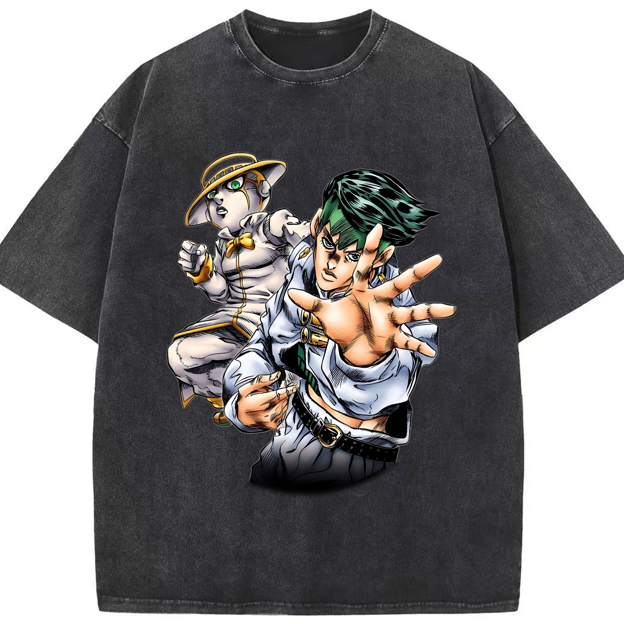 （画像用） ジョジョの奇妙な冒険 岸辺 露伴（きしべ ろはん） JoJo's Bizarre Adventure Rohan Kishibe 綿100% ヴィンテージ風 半袖Tシャツ（フロントプリント）