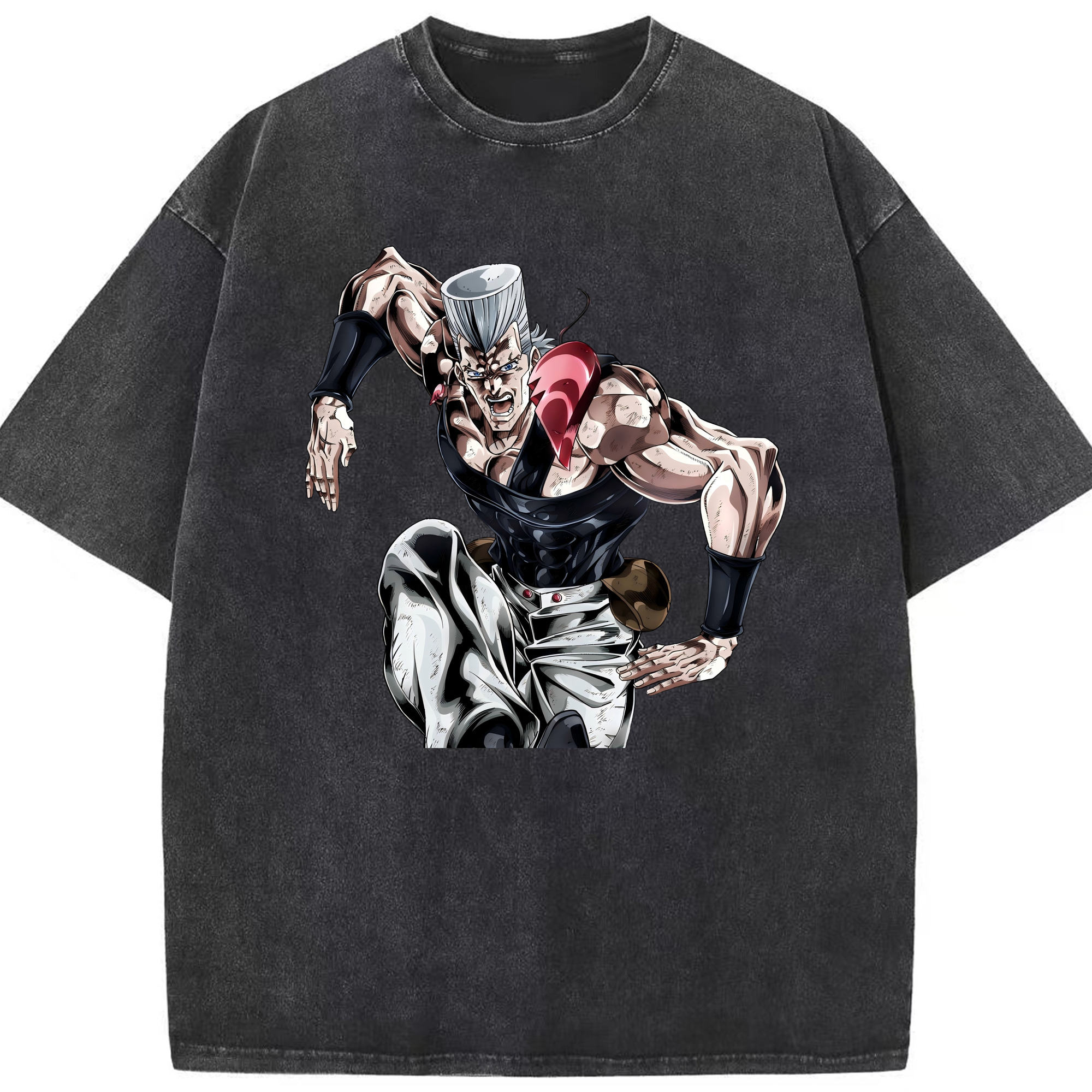 （画像用） ジョジョの奇妙な冒険 ジャン＝ピエール?ポルナレフ JoJo's Bizarre Adventure Jan Pierre Polnareff 綿100% ヴィンテージ風 半袖Tシャツ（フロントプリント）