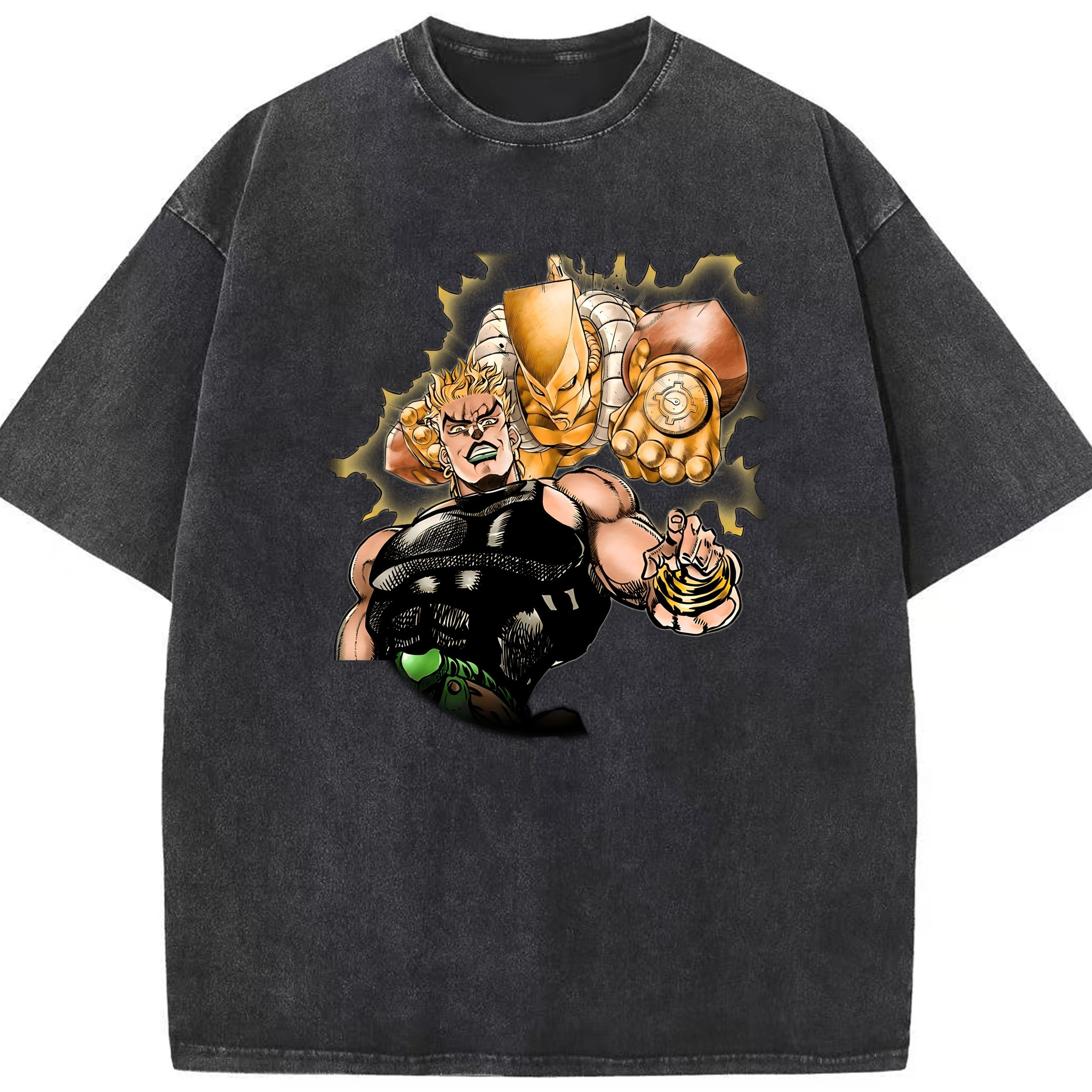 （画像用） ジョジョの奇妙な冒険 ディオ?ブランドー JoJo's Bizarre Adventure Dio Brando 綿100% ヴィンテージ風 半袖Tシャツ（フロントプリント）