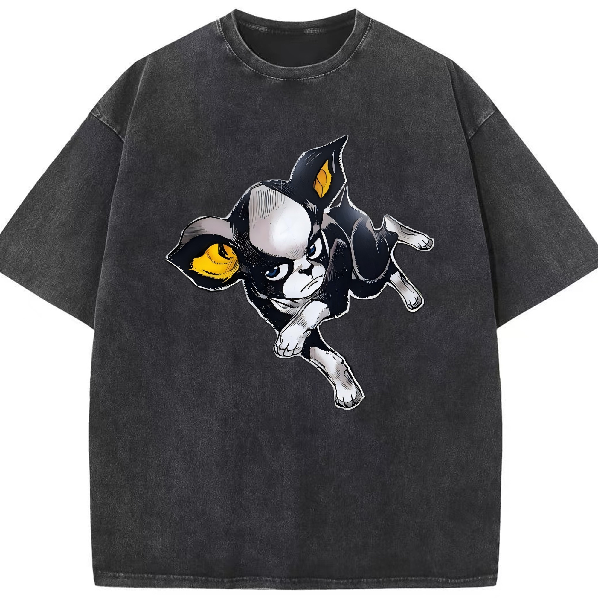 （画像用） ジョジョの奇妙な冒険 イギー JoJo's Bizarre Adventure Iggy 綿100% ヴィンテージ風 半袖Tシャツ（フロントプリント）
