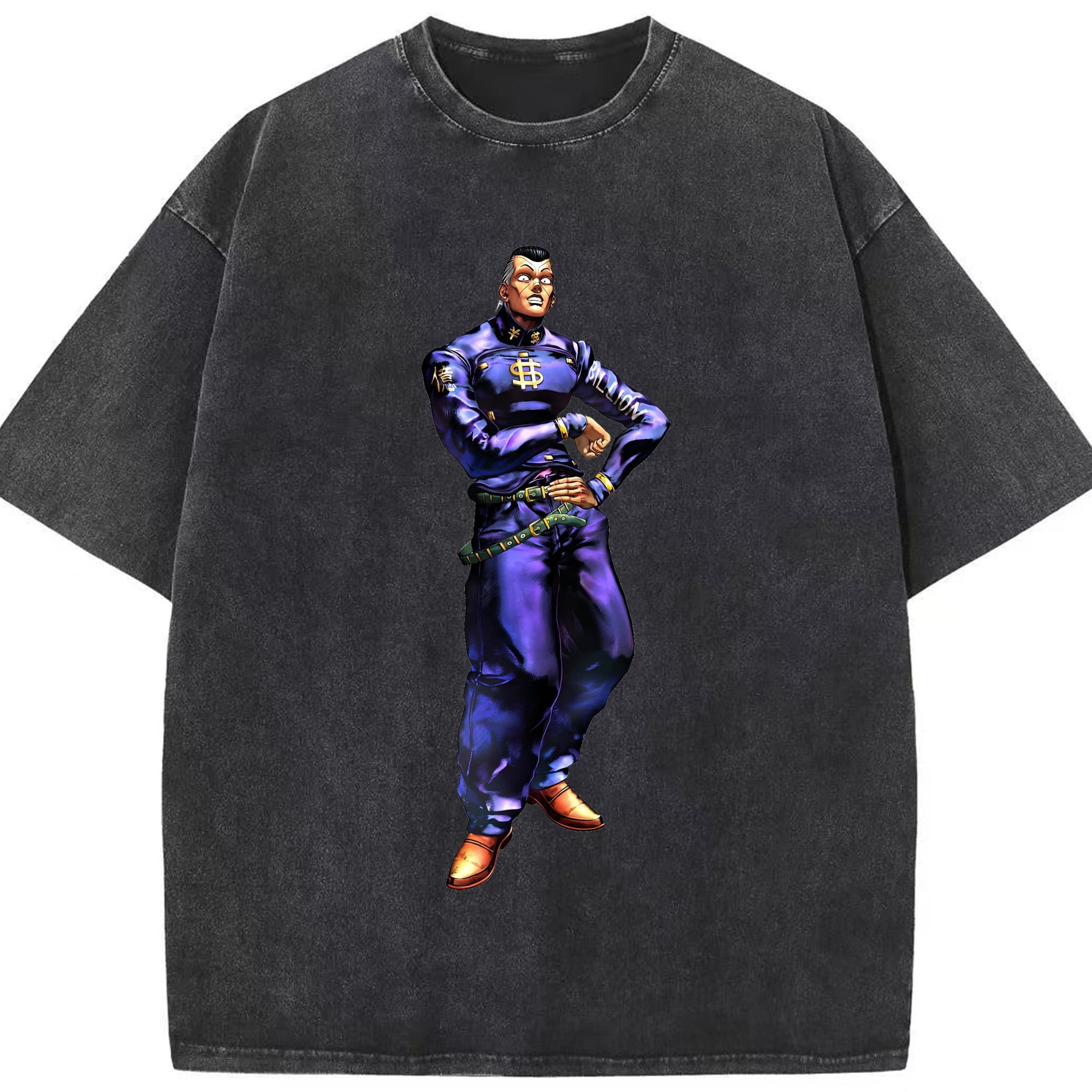 （画像用） ジョジョの奇妙な冒険 虹村億泰 にじむら おくやす JoJo's Bizarre Adventure Nijimura Okuyasu 綿100% ヴィンテージ風 半袖Tシャツ（フロントプリント）