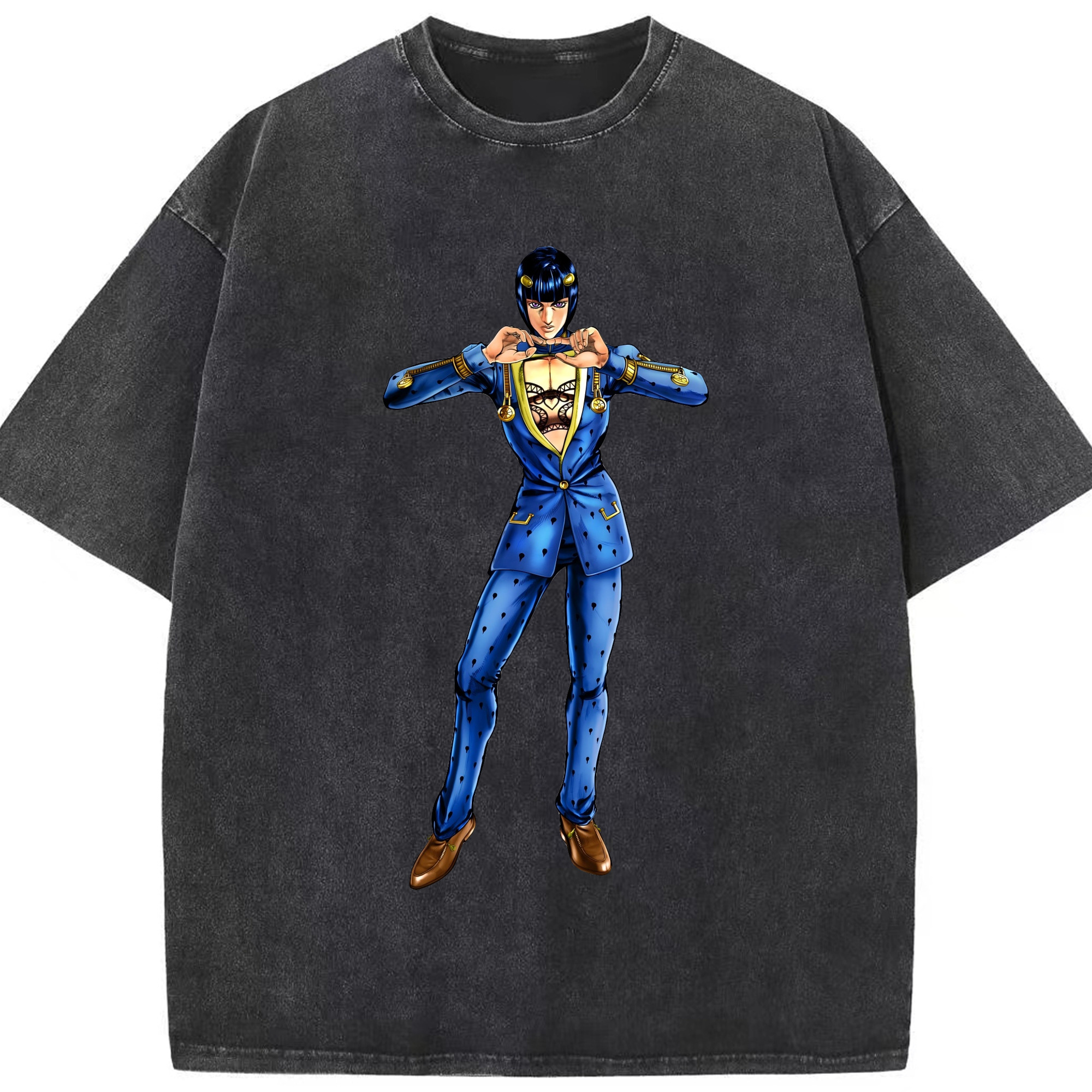 （画像用） ジョジョの奇妙な冒険 ブローノ?ブチャラティ JoJo's Bizarre Adventure Bruno Bucciarati 綿100% ヴィンテージ風 半袖Tシャツ（フロントプリント）
