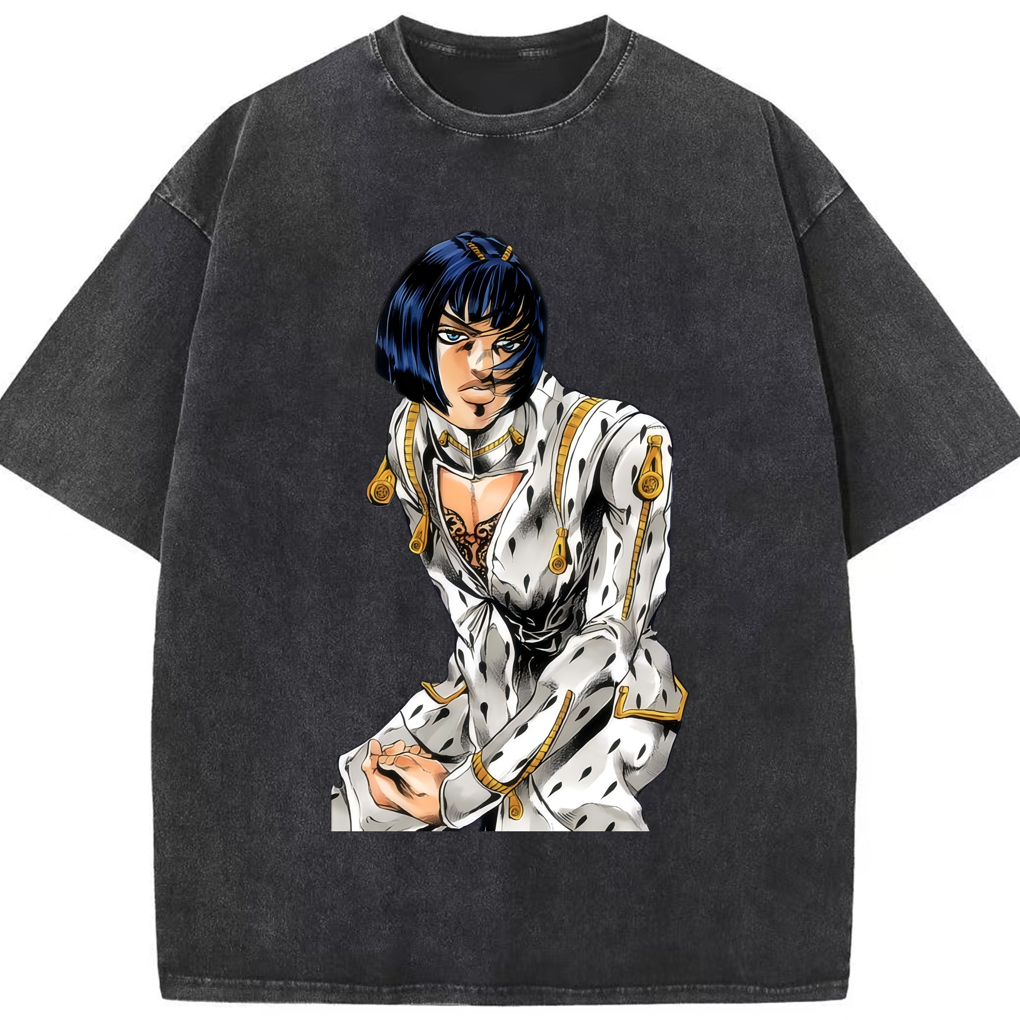 （画像用） ジョジョの奇妙な冒険 ブローノ?ブチャラティ JoJo's Bizarre Adventure Bruno Bucciarati 綿100% ヴィンテージ風 半袖Tシャツ（フロントプリント）