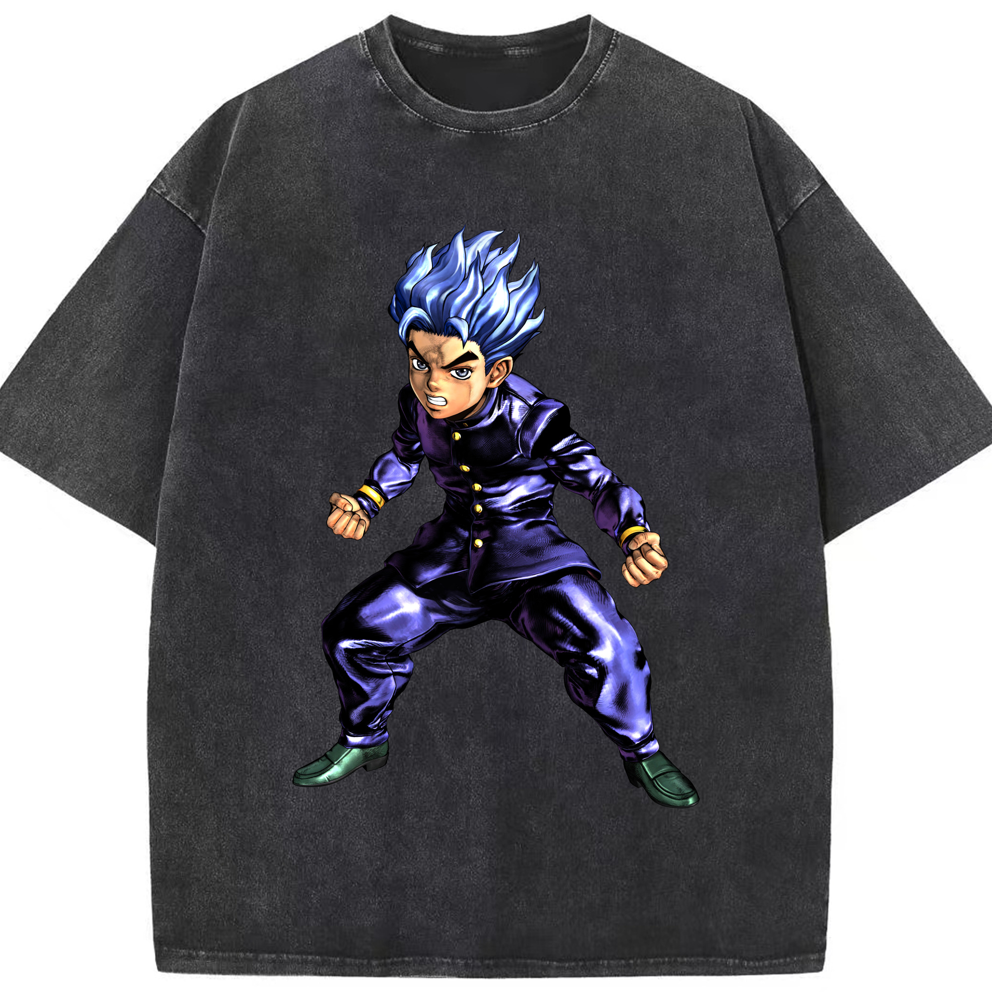 （画像用） ジョジョの奇妙な冒険 広瀨康一 JoJo's Bizarre Adventure Hirose Koichi 綿100% ヴィンテージ風 半袖Tシャツ（フロントプリント）