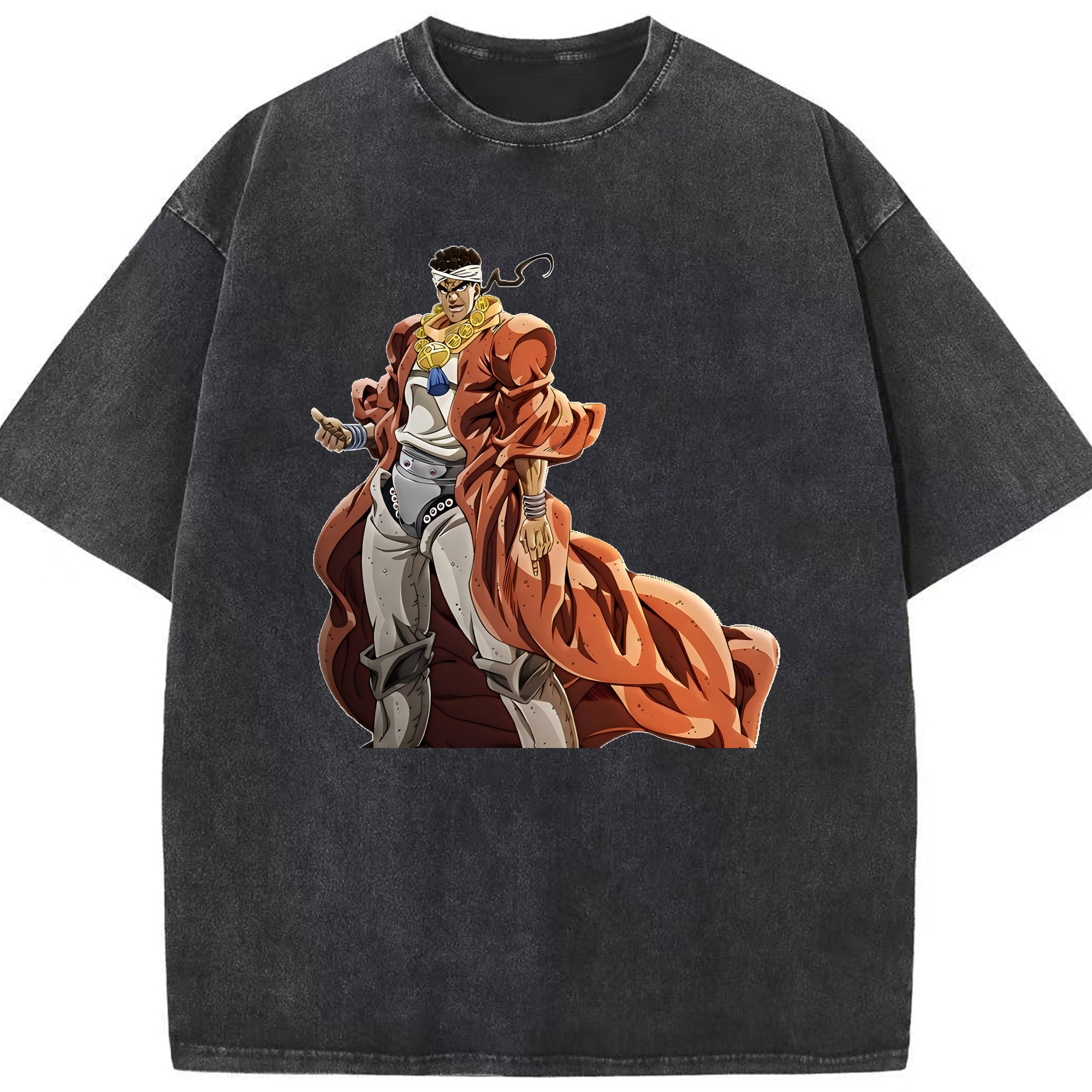 （画像用） ジョジョの奇妙な冒険 ムハンマド?アブドゥル JoJo's Bizarre Adventure Muhammad Avdol 綿100% ヴィンテージ風 半袖Tシャツ（フロントプリント）