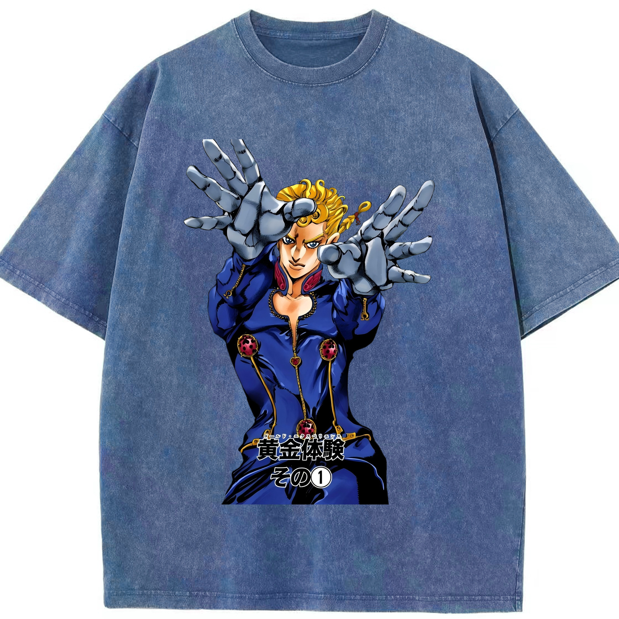 （画像用） ジョジョの奇妙な冒険 ジョルノ?ジョバァーナ JoJo's Bizarre Adventure Giorno Giovanna 綿100% ヴィンテージ風 半袖Tシャツ（フロントプリント）