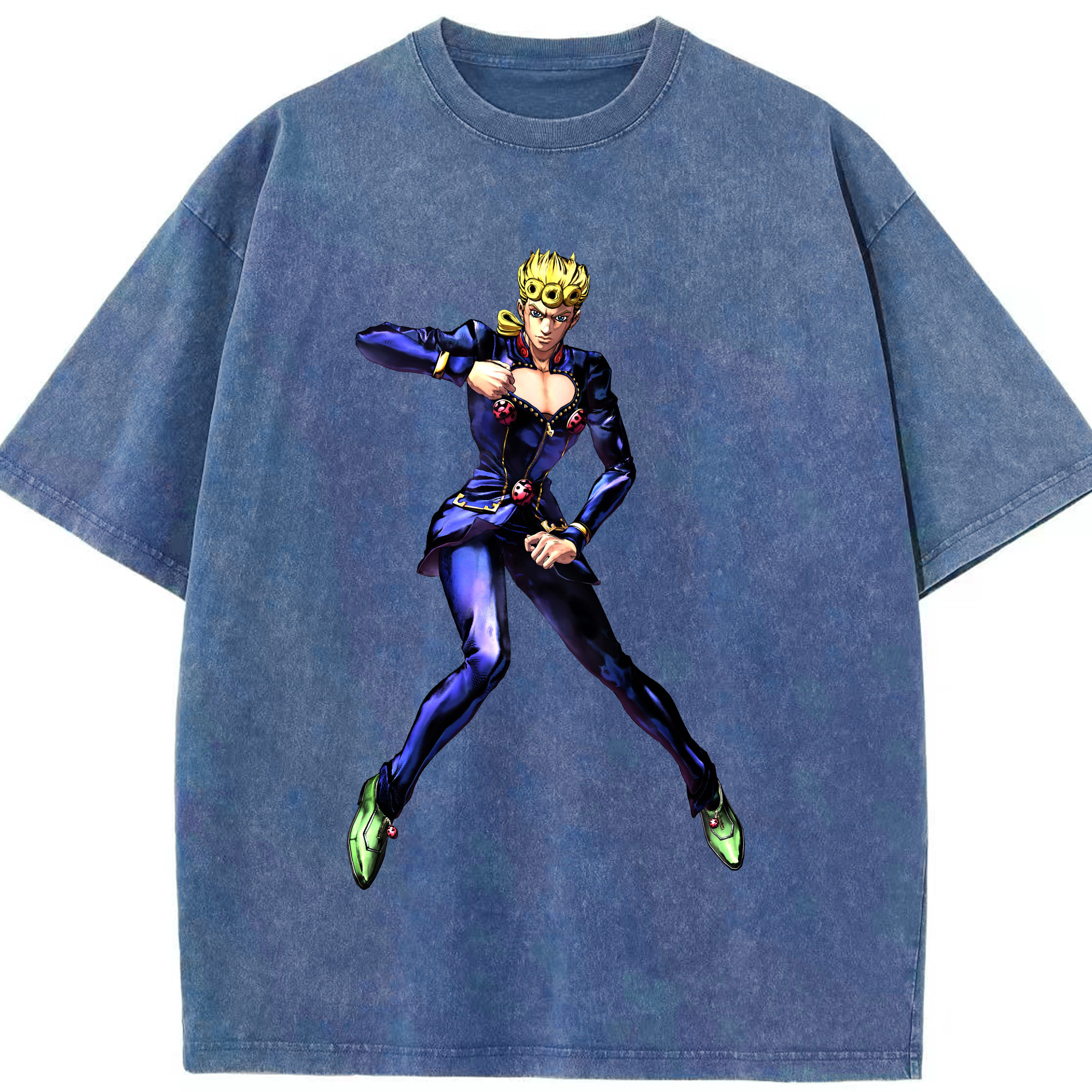 （画像用） ジョジョの奇妙な冒険 ジョルノ?ジョバァーナ JoJo's Bizarre Adventure Giorno Giovanna 綿100% ヴィンテージ風 半袖Tシャツ（フロントプリント）