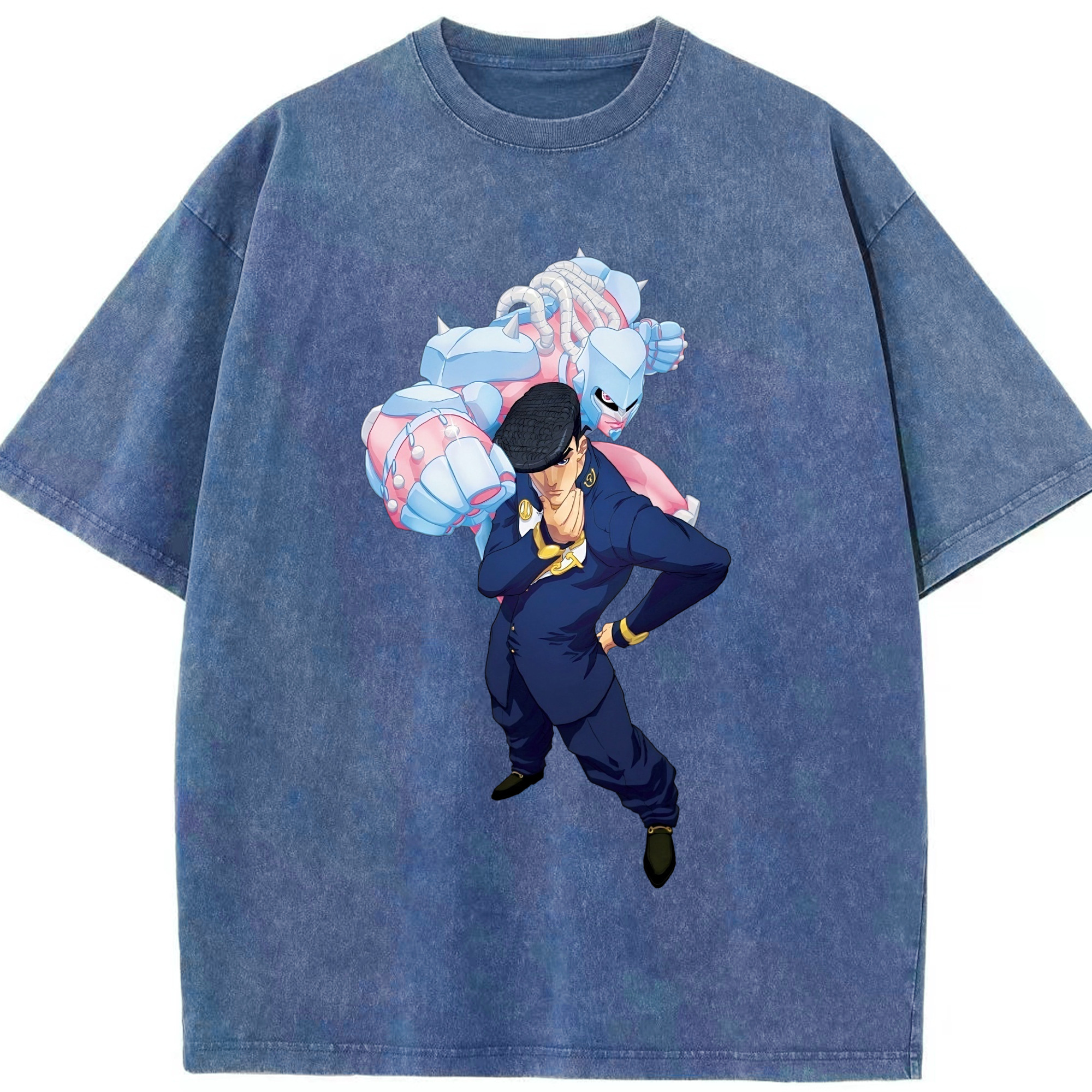 （画像用） ジョジョの奇妙な冒険 ひがしかた じょうすけ JoJo's Bizarre Adventure Higashikata Josuke 綿100% ヴィンテージ風 半袖Tシャツ（フロントプリント）