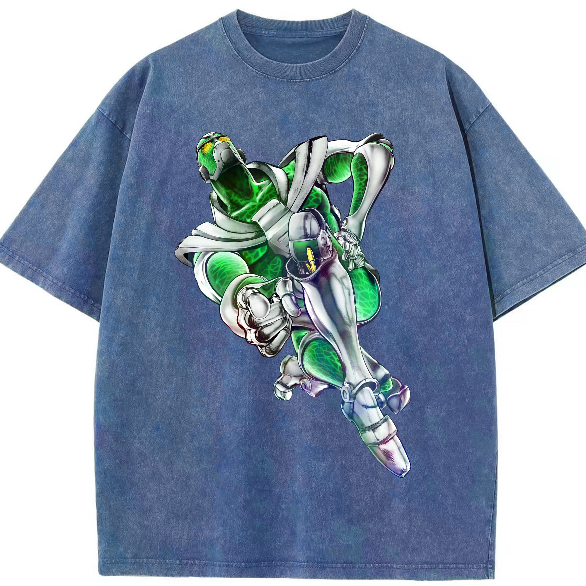 （画像用） ジョジョの奇妙な冒険 花京院 典明（かきょういん のりあき） JoJo's Bizarre Adventure Kakyoin Noriaki 綿100% ヴィンテージ風 半袖Tシャツ（フロントプリント）