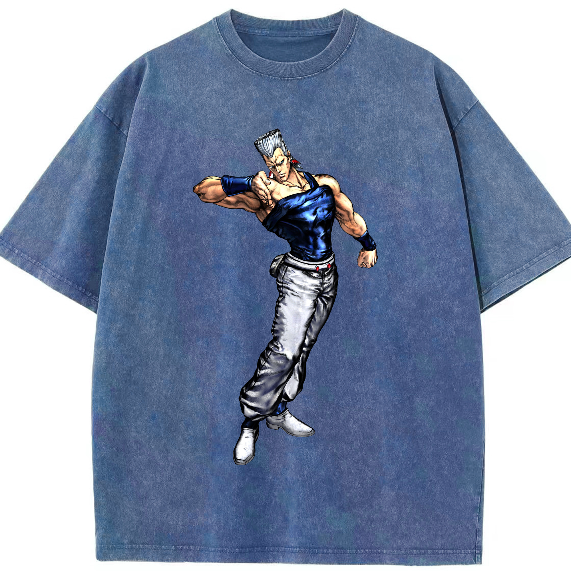 （画像用） ジョジョの奇妙な冒険 ジャン＝ピエール?ポルナレフ JoJo's Bizarre Adventure Jan Pierre Polnareff 綿100% ヴィンテージ風 半袖Tシャツ（フロントプリント）