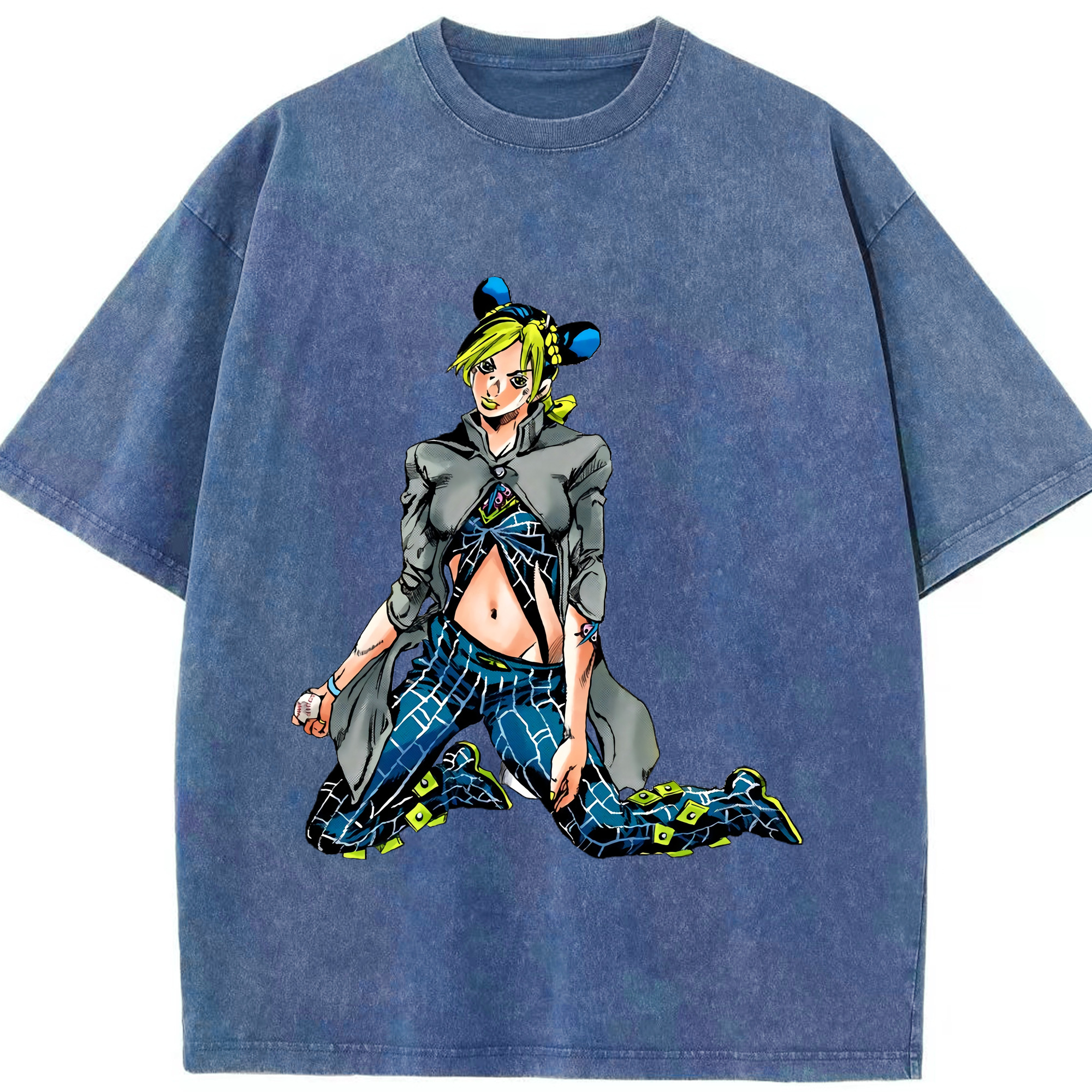 （画像用） "ジョジョの奇妙な冒険 くうじょう ジョリーン JoJo's Bizarre Adventure Jolyne Cujoh " 綿100% ヴィンテージ風 半袖Tシャツ（フロントプリント）