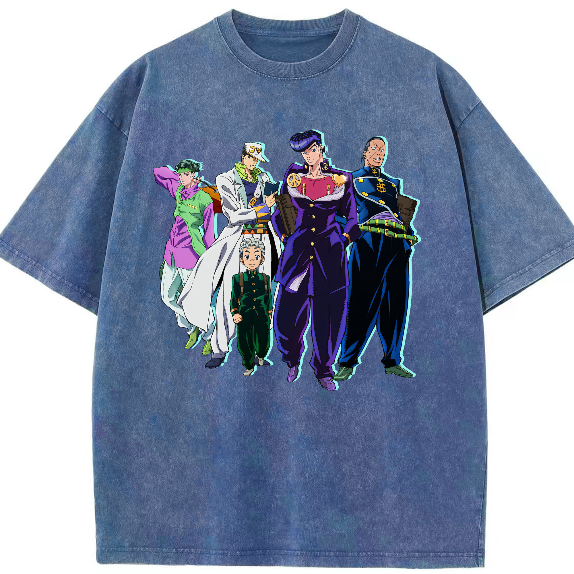 （画像用） ジョジョの奇妙な冒険 JoJo's Bizarre Adventure 綿100% ヴィンテージ風 半袖Tシャツ（フロントプリント）