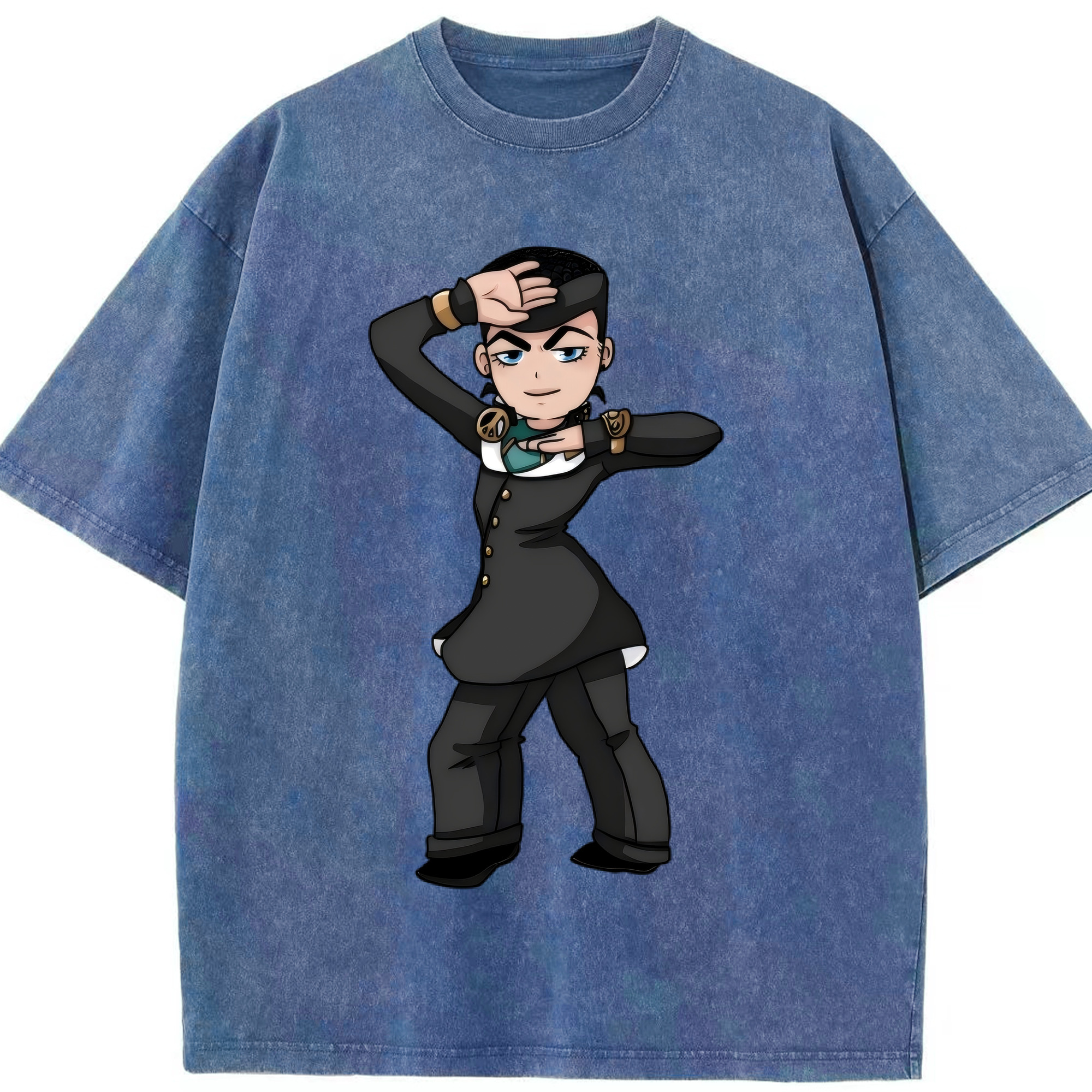 （画像用） ジョジョの奇妙な冒険 ひがしかた じょうすけ JoJo's Bizarre Adventure Higashikata Josuke 綿100% ヴィンテージ風 半袖Tシャツ（フロントプリント）