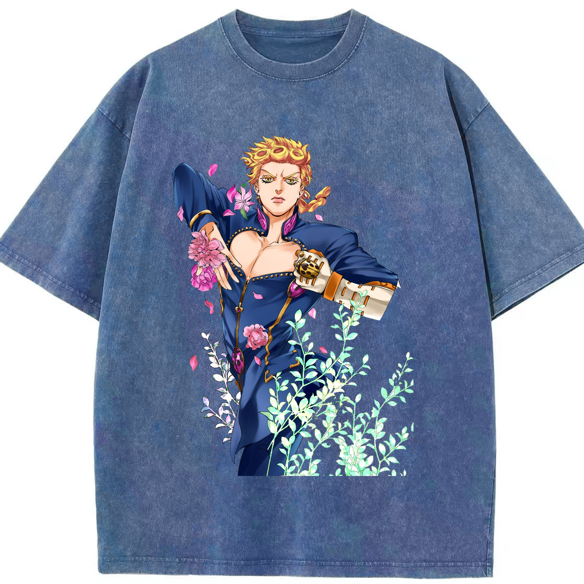 （画像用） ジョジョの奇妙な冒険 ジョルノ?ジョバァーナ JoJo's Bizarre Adventure Giorno Giovanna 綿100% ヴィンテージ風 半袖Tシャツ（フロントプリント）