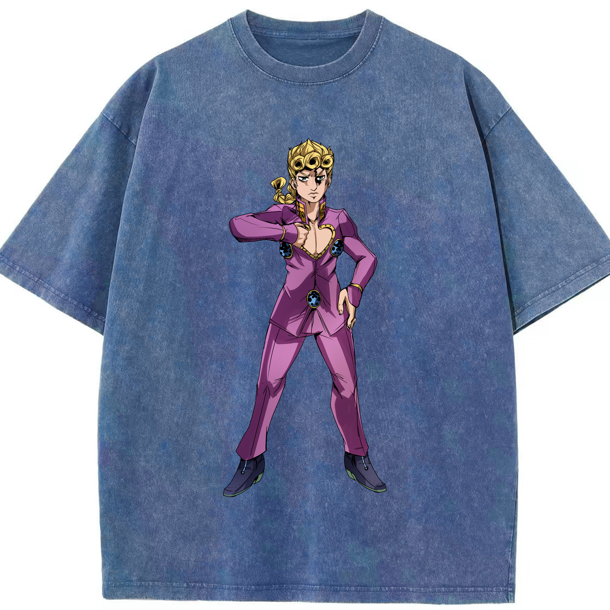 （画像用） ジョジョの奇妙な冒険 ジョルノ?ジョバァーナ JoJo's Bizarre Adventure Giorno Giovanna 綿100% ヴィンテージ風 半袖Tシャツ（フロントプリント）