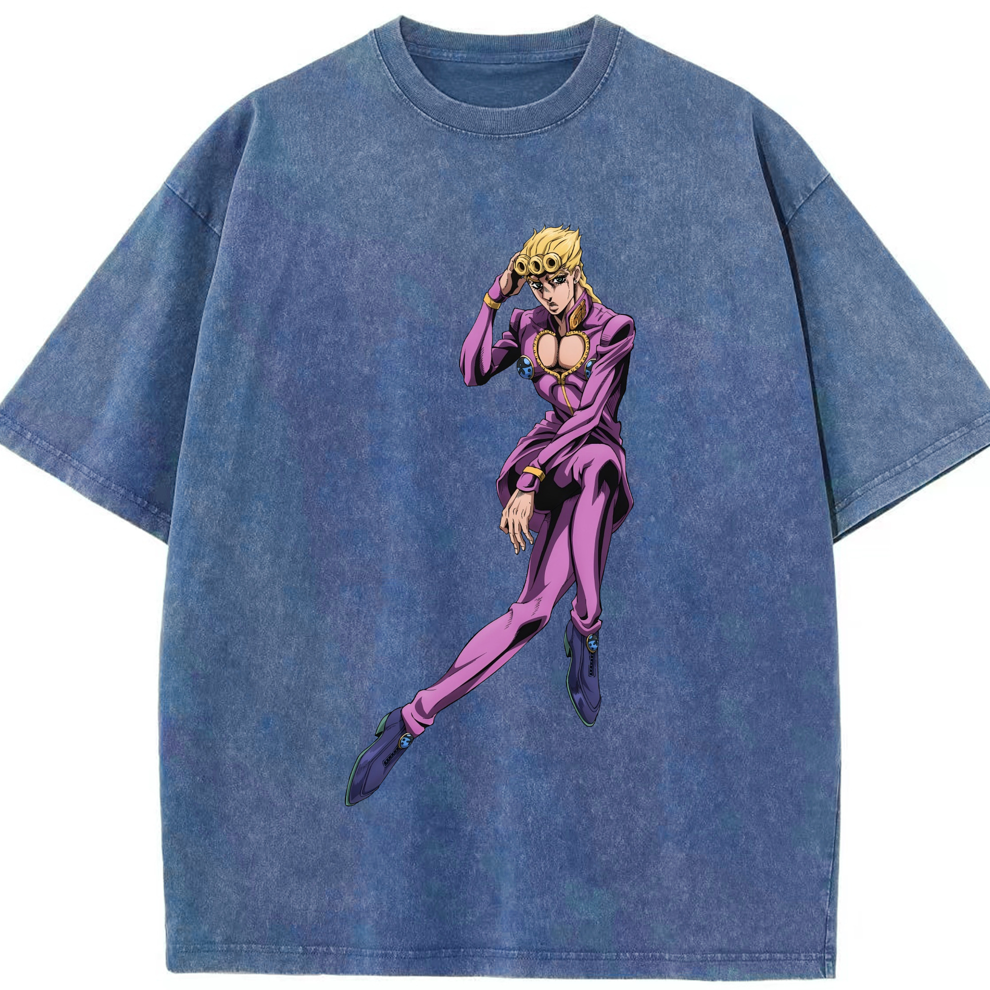 （画像用） ジョジョの奇妙な冒険 ジョルノ?ジョバァーナ JoJo's Bizarre Adventure Giorno Giovanna 綿100% ヴィンテージ風 半袖Tシャツ（フロントプリント）