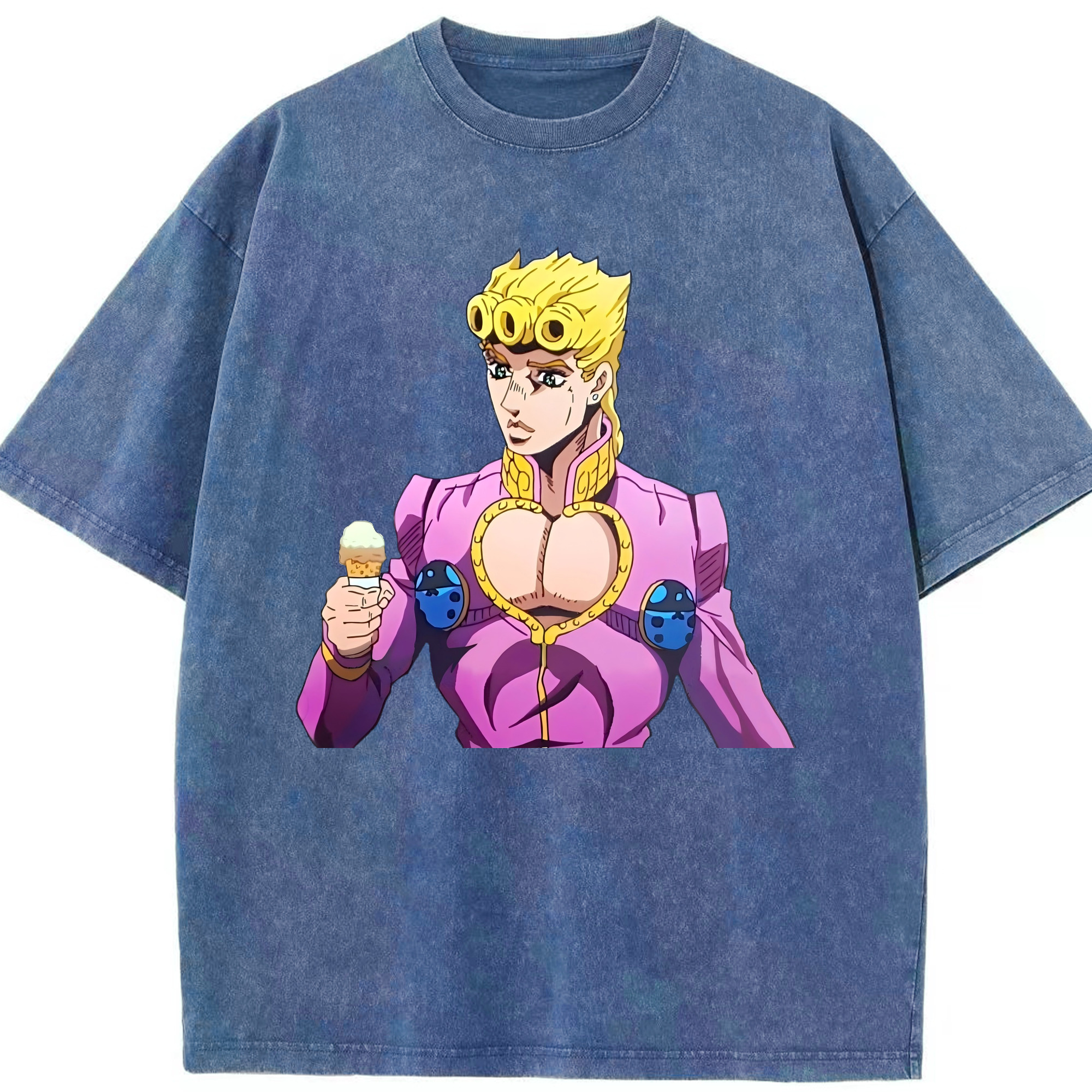 （画像用） ジョジョの奇妙な冒険 ジョルノ?ジョバァーナ JoJo's Bizarre Adventure Giorno Giovanna 綿100% ヴィンテージ風 半袖Tシャツ（フロントプリント）