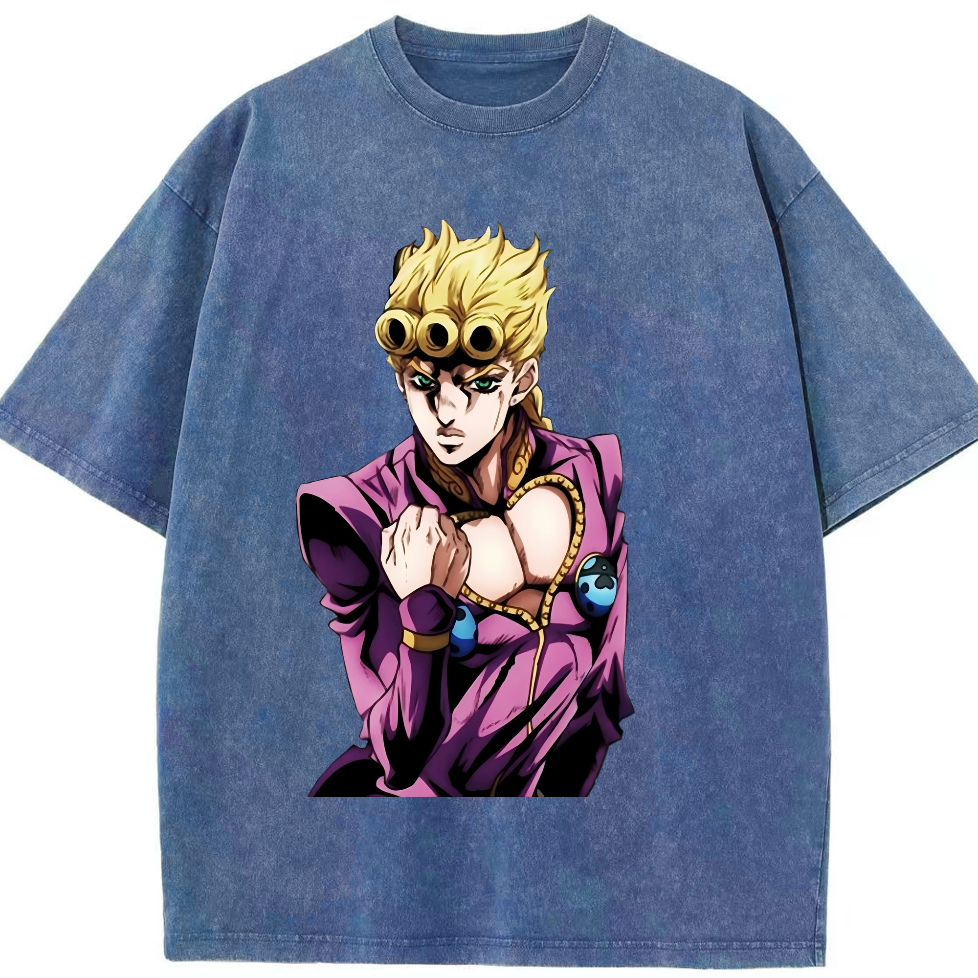 （画像用） ジョジョの奇妙な冒険 ジョルノ?ジョバァーナ JoJo's Bizarre Adventure Giorno Giovanna 綿100% ヴィンテージ風 半袖Tシャツ（フロントプリント）