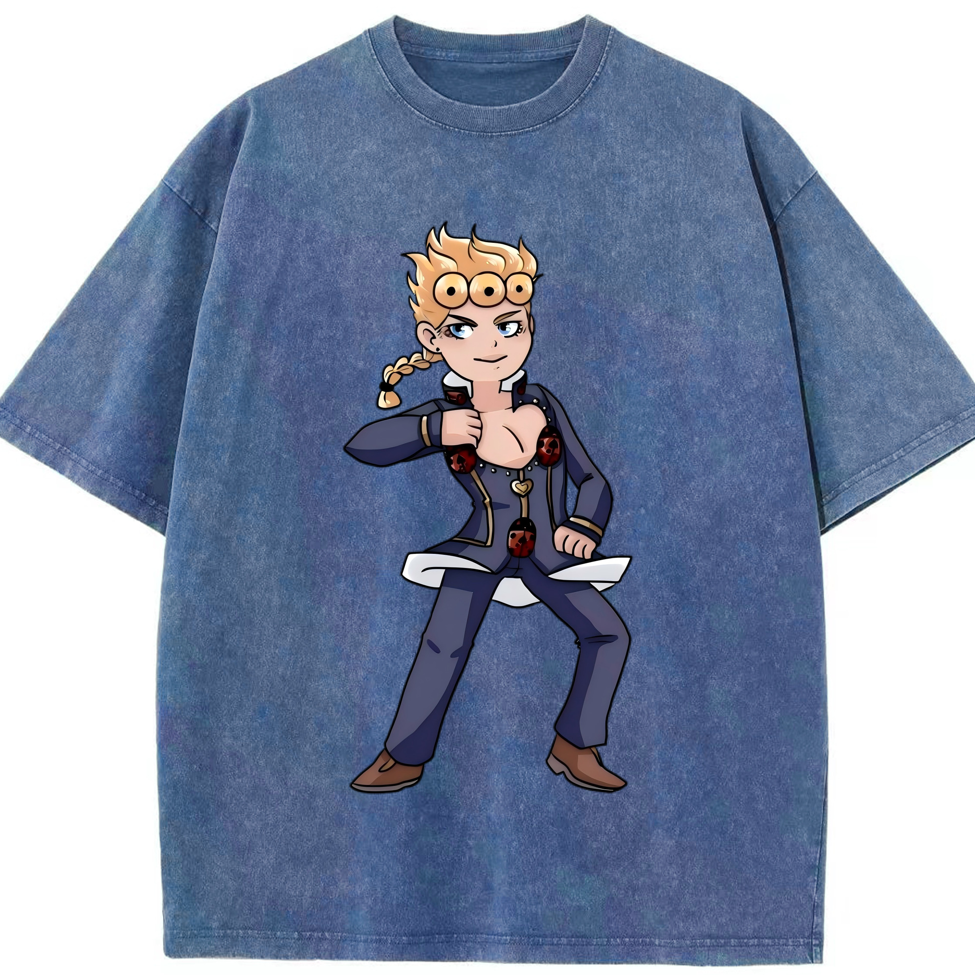（画像用） ジョジョの奇妙な冒険 ジョルノ?ジョバァーナ JoJo's Bizarre Adventure Giorno Giovanna 綿100% ヴィンテージ風 半袖Tシャツ（フロントプリント）