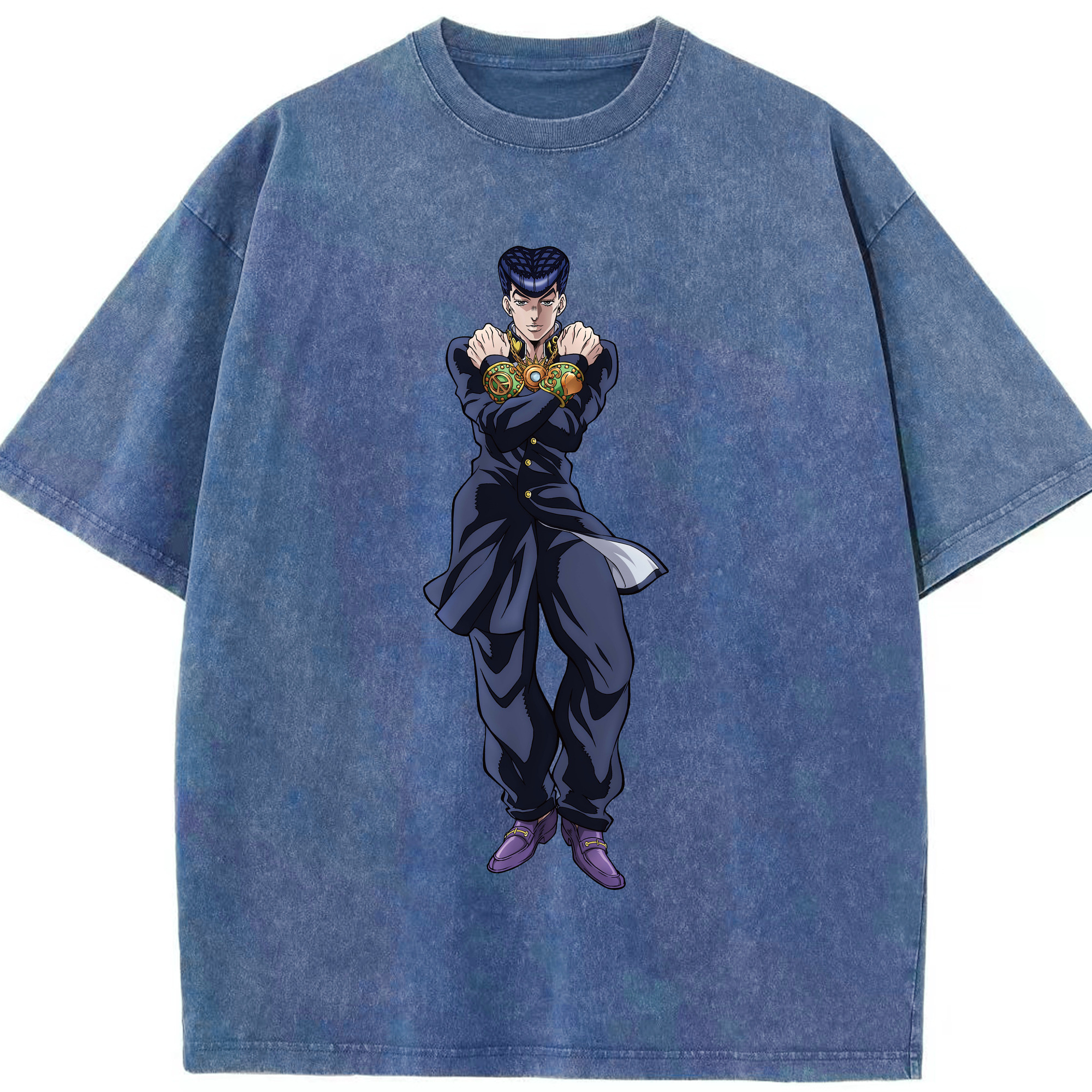 （画像用） ジョジョの奇妙な冒険 ひがしかた じょうすけ JoJo's Bizarre Adventure Higashikata Josuke 綿100% ヴィンテージ風 半袖Tシャツ（フロントプリント）
