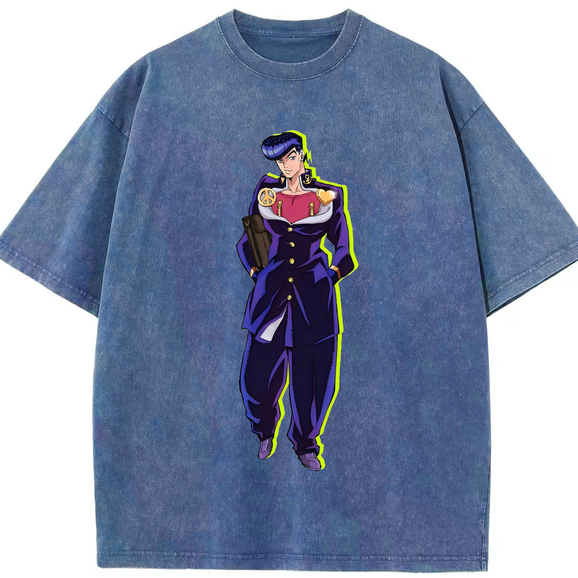 （画像用） ジョジョの奇妙な冒険 ひがしかた じょうすけ JoJo's Bizarre Adventure Higashikata Josuke 綿100% ヴィンテージ風 半袖Tシャツ（フロントプリント）
