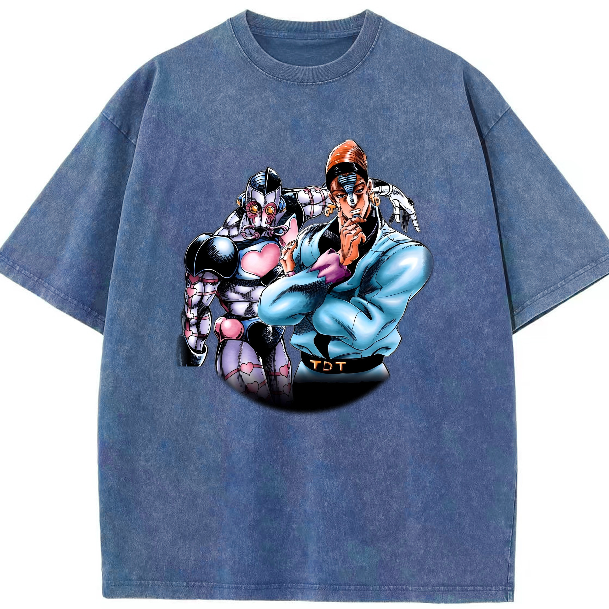 （画像用） ジョジョの奇妙な冒険 ひがしかた じょうすけ JoJo's Bizarre Adventure Higashikata Josuke 綿100% ヴィンテージ風 半袖Tシャツ（フロントプリント）