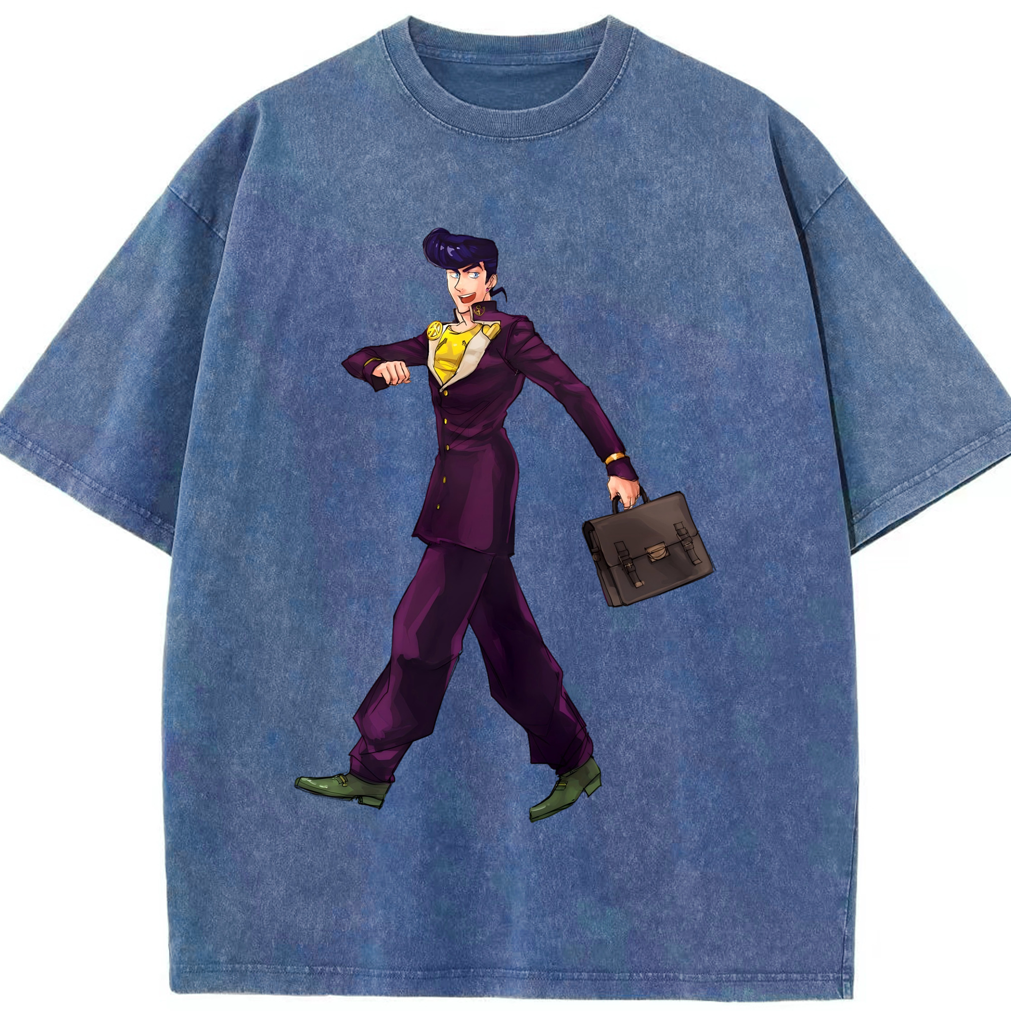（画像用） ジョジョの奇妙な冒険 ひがしかた じょうすけ JoJo's Bizarre Adventure Higashikata Josuke 綿100% ヴィンテージ風 半袖Tシャツ（フロントプリント）