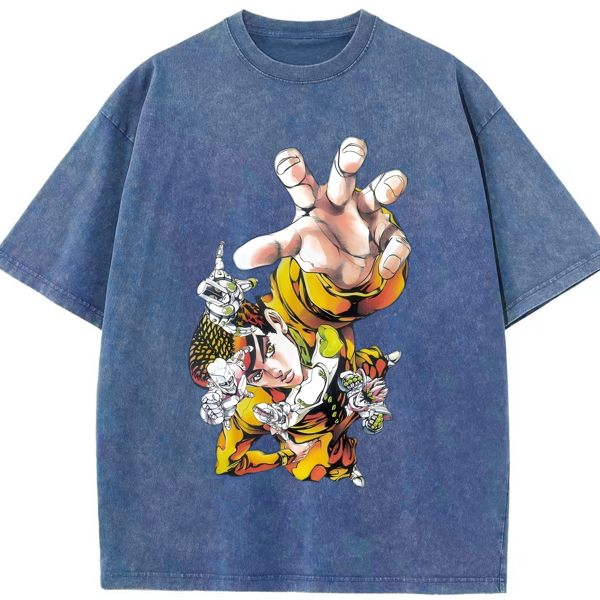（画像用） ジョジョの奇妙な冒険 ひがしかた じょうすけ JoJo's Bizarre Adventure Higashikata Josuke 綿100% ヴィンテージ風 半袖Tシャツ（フロントプリント）