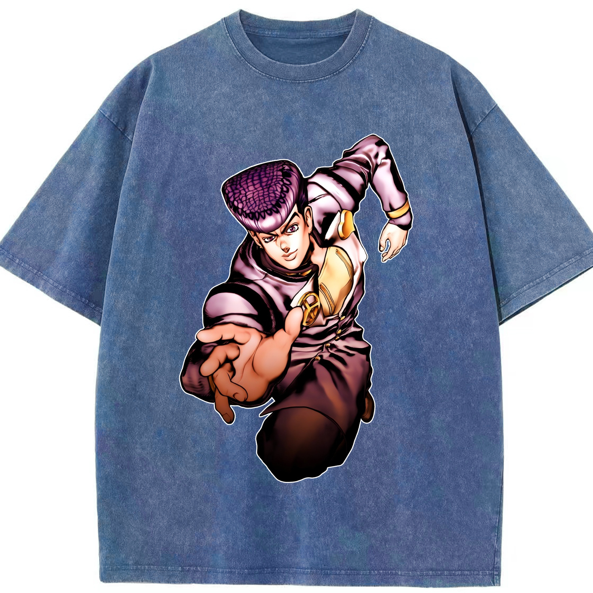 （画像用） ジョジョの奇妙な冒険 ひがしかた じょうすけ JoJo's Bizarre Adventure Higashikata Josuke 綿100% ヴィンテージ風 半袖Tシャツ（フロントプリント）