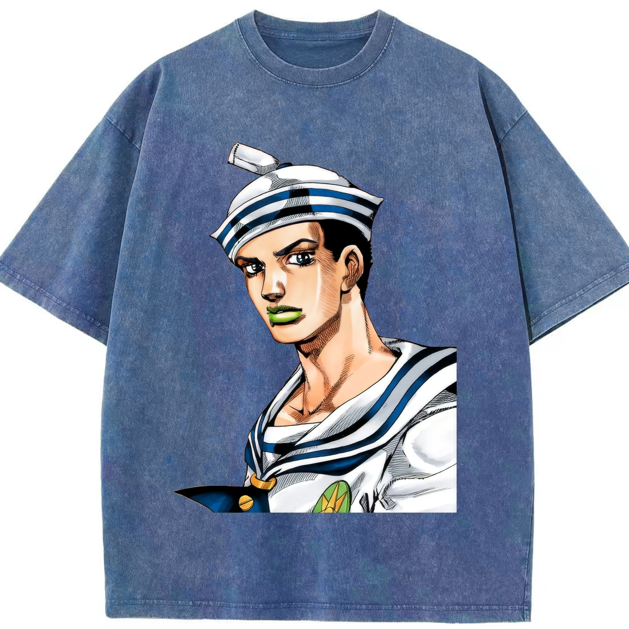 （画像用） ジョジョの奇妙な冒険 東方定助 JoJo's Bizarre Adventure Higashikata Josuke 綿100% ヴィンテージ風 半袖Tシャツ（フロントプリント）