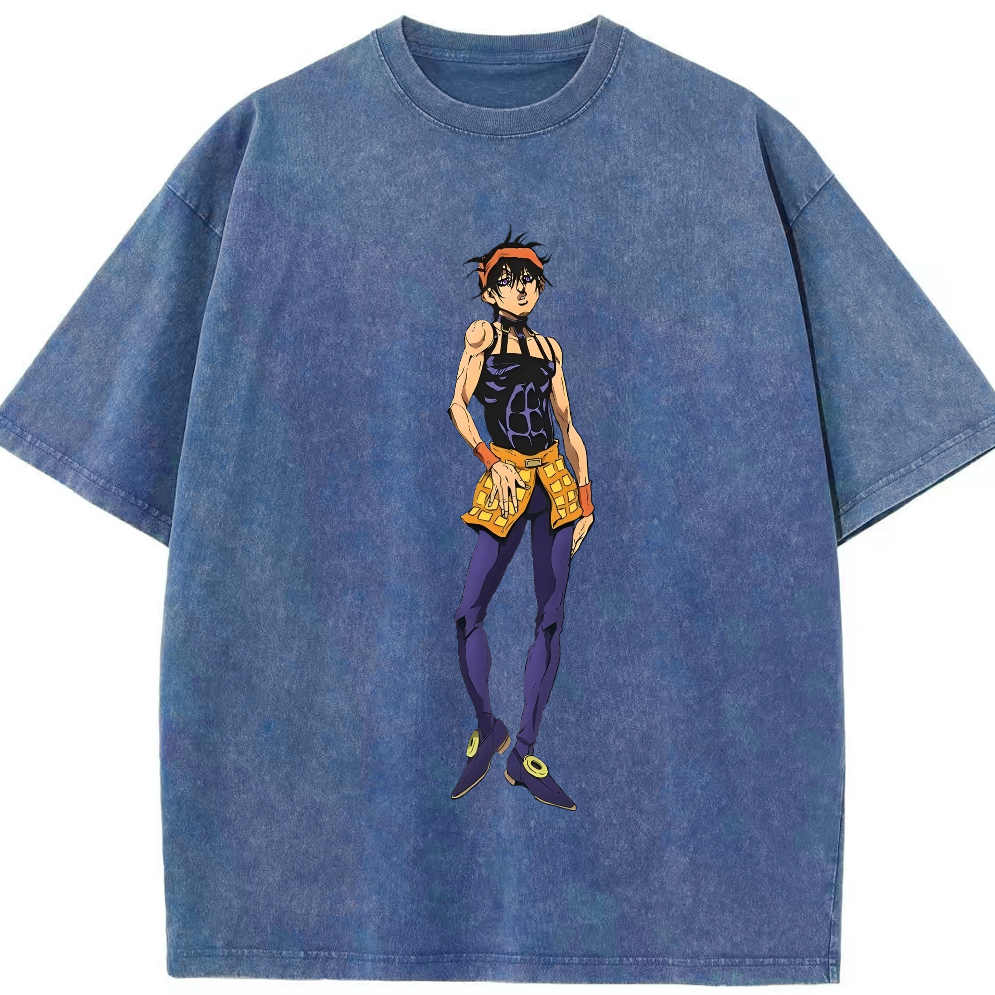 （画像用） ジョジョの奇妙な冒険 ナランチャ?ギルガ JoJo's Bizarre Adventure Narancia Ghirga 綿100% ヴィンテージ風 半袖Tシャツ（フロントプリント）