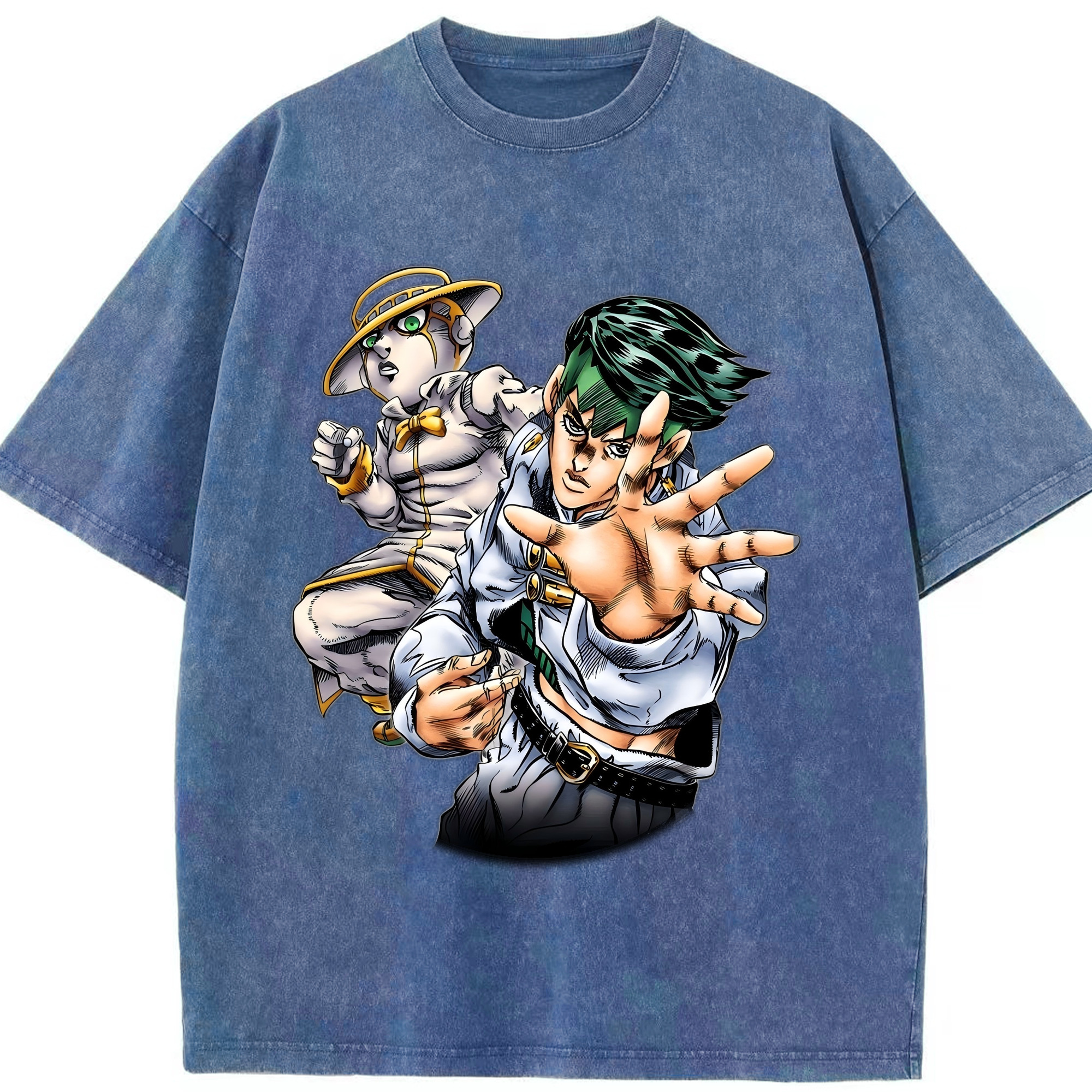 （画像用） ジョジョの奇妙な冒険 岸辺 露伴（きしべ ろはん） JoJo's Bizarre Adventure Rohan Kishibe 綿100% ヴィンテージ風 半袖Tシャツ（フロントプリント）