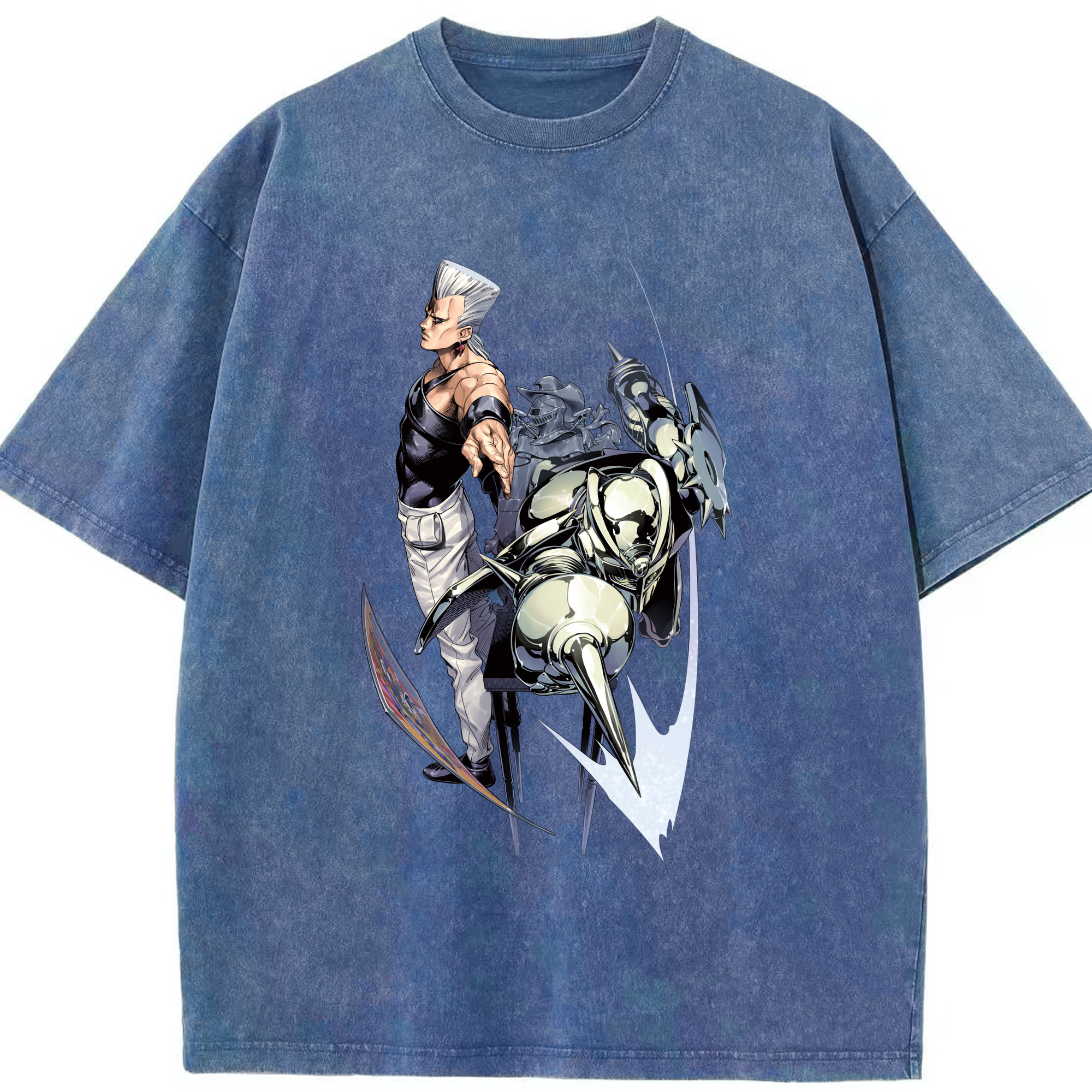 （画像用） ジョジョの奇妙な冒険 ジャン＝ピエール?ポルナレフ JoJo's Bizarre Adventure Jan Pierre Polnareff 綿100% ヴィンテージ風 半袖Tシャツ（フロントプリント）