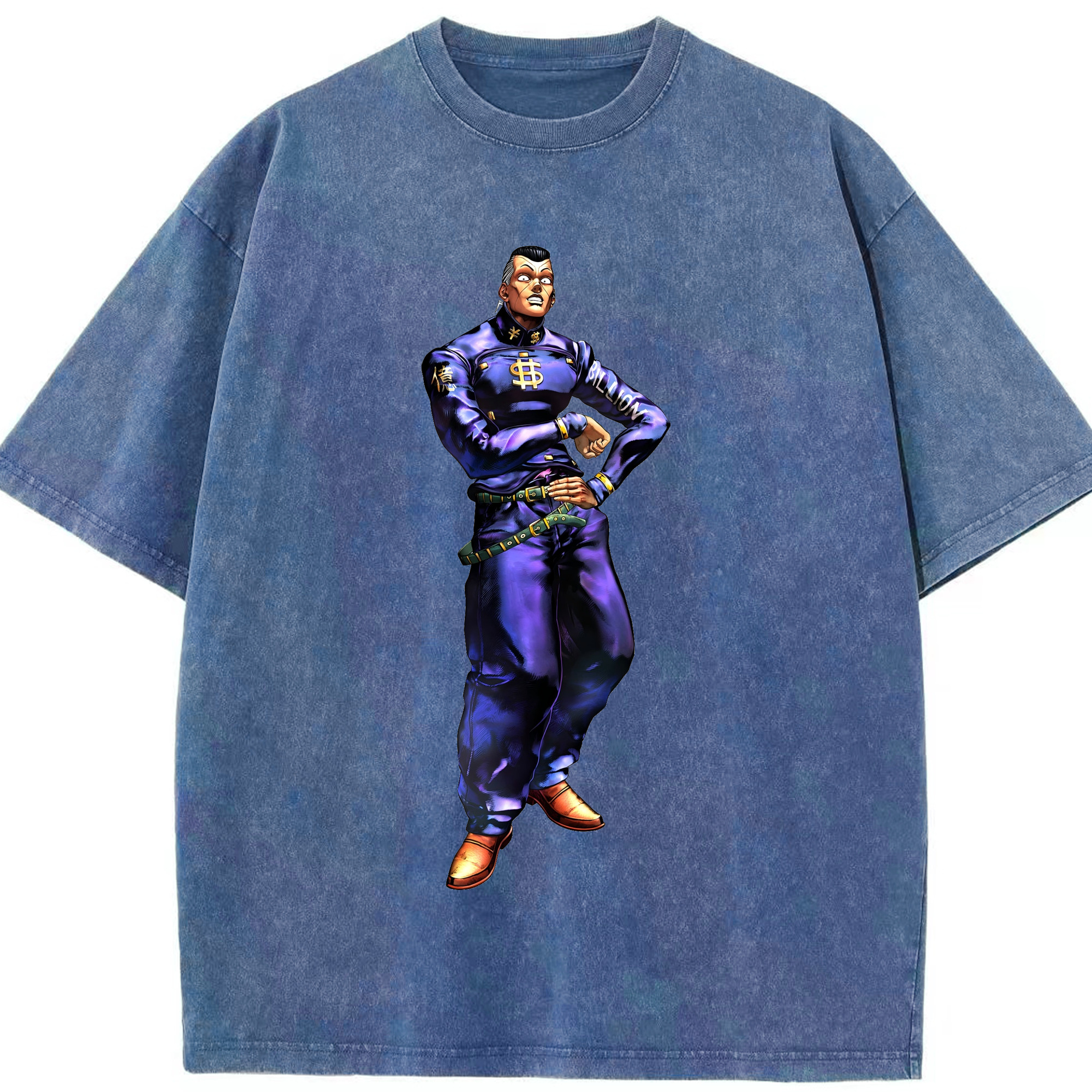 （画像用） ジョジョの奇妙な冒険 虹村億泰 にじむら おくやす JoJo's Bizarre Adventure Nijimura Okuyasu 綿100% ヴィンテージ風 半袖Tシャツ（フロントプリント）