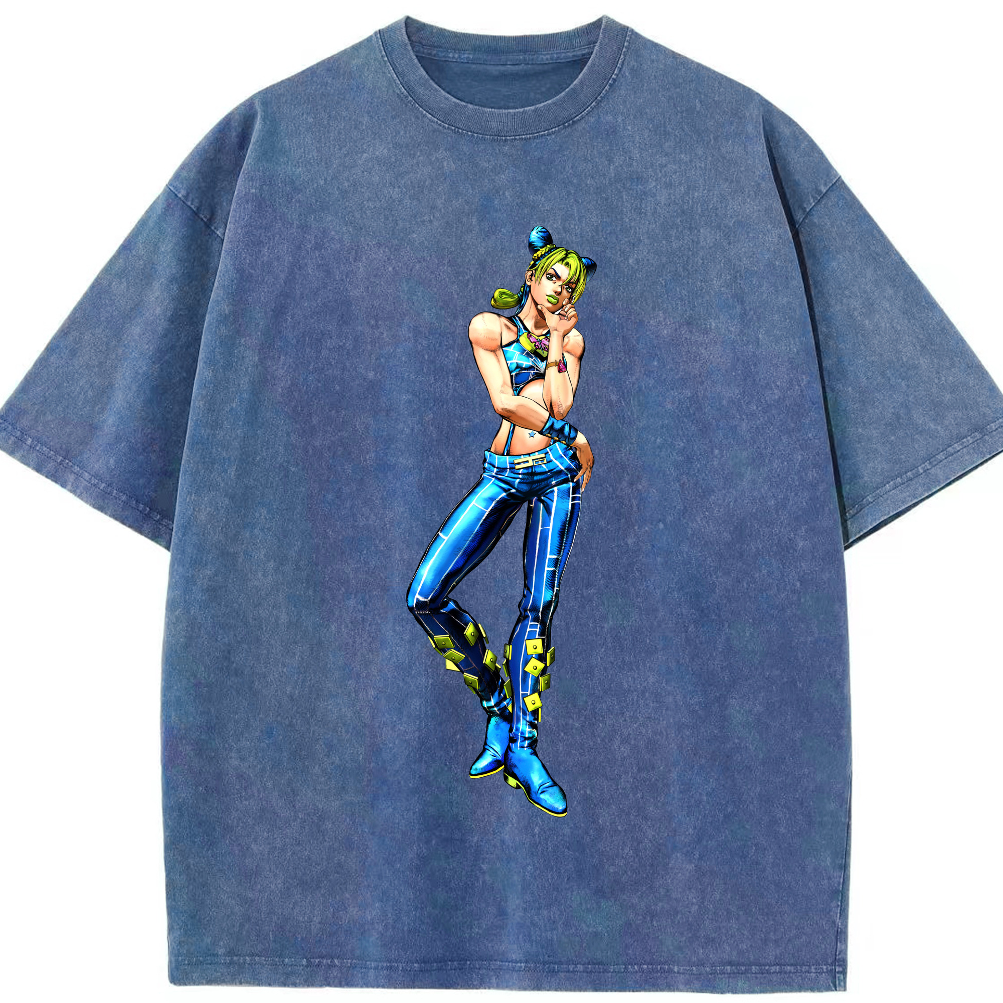 （画像用） "ジョジョの奇妙な冒険 くうじょう ジョリーン JoJo's Bizarre Adventure Jolyne Cujoh " 綿100% ヴィンテージ風 半袖Tシャツ（フロントプリント）