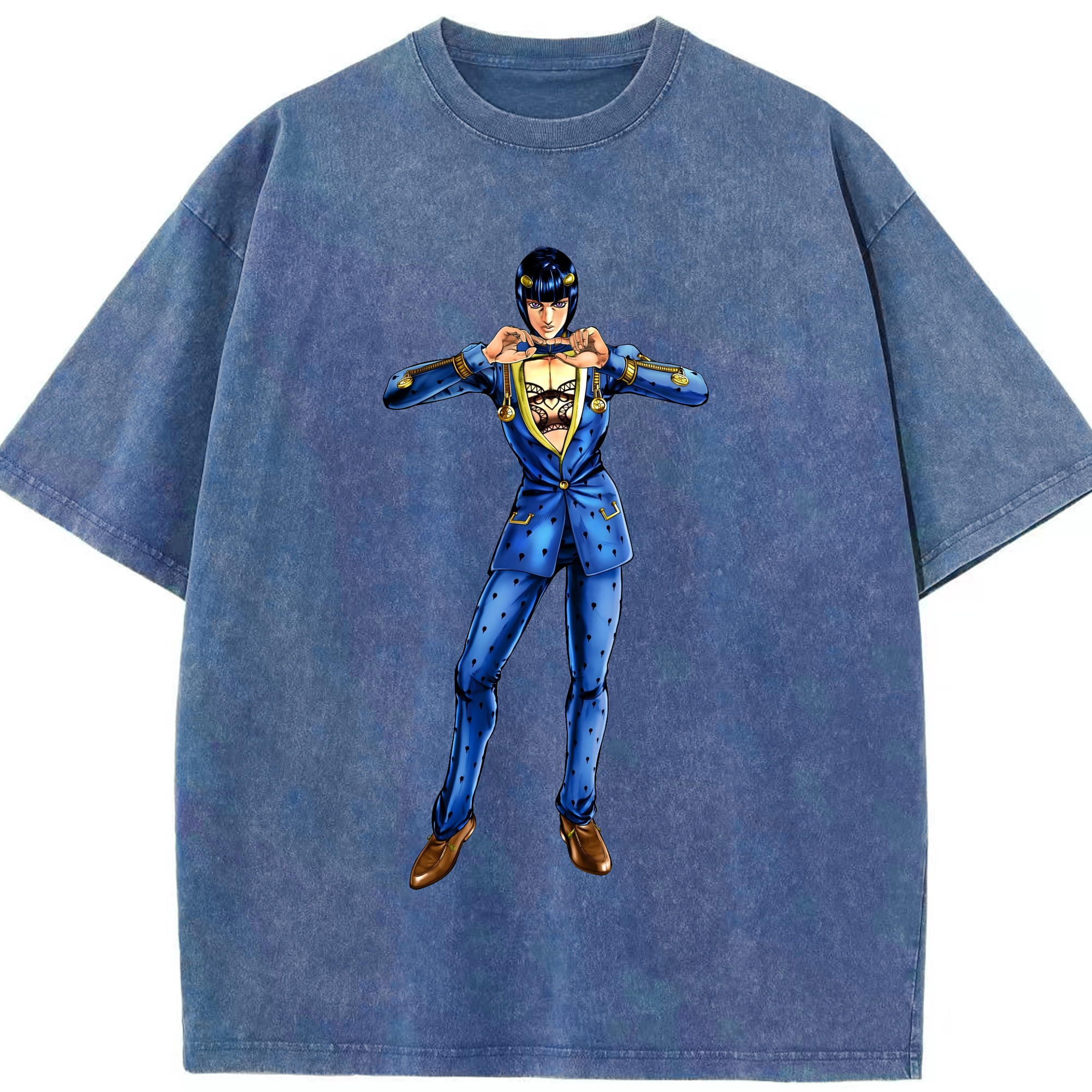 （画像用） ジョジョの奇妙な冒険 ブローノ?ブチャラティ JoJo's Bizarre Adventure Bruno Bucciarati 綿100% ヴィンテージ風 半袖Tシャツ（フロントプリント）