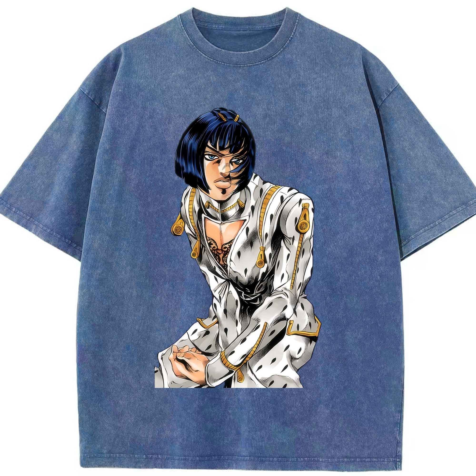 （画像用） ジョジョの奇妙な冒険 ブローノ?ブチャラティ JoJo's Bizarre Adventure Bruno Bucciarati 綿100% ヴィンテージ風 半袖Tシャツ（フロントプリント）