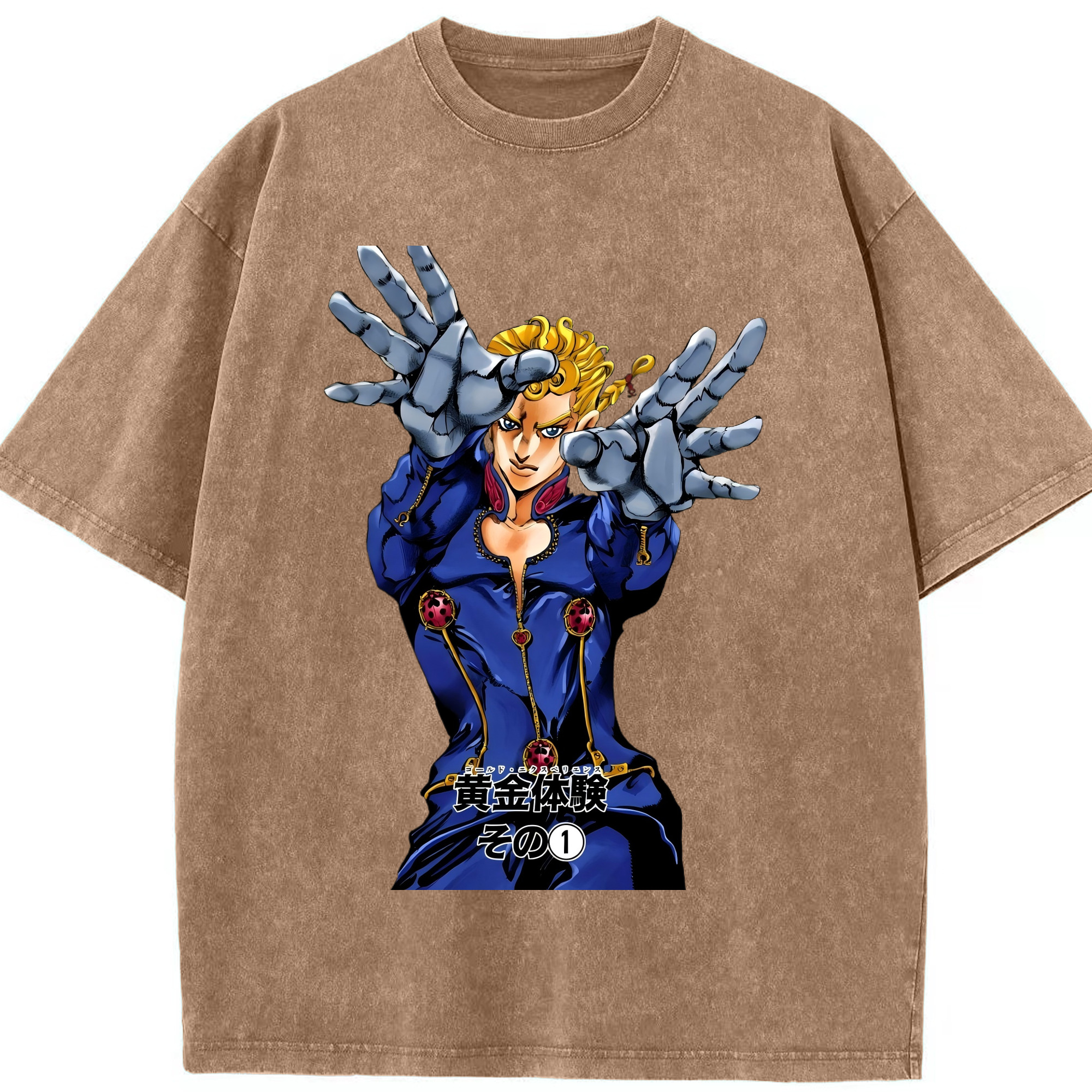 （画像用） ジョジョの奇妙な冒険 ジョルノ?ジョバァーナ JoJo's Bizarre Adventure Giorno Giovanna 綿100% ヴィンテージ風 半袖Tシャツ（フロントプリント）