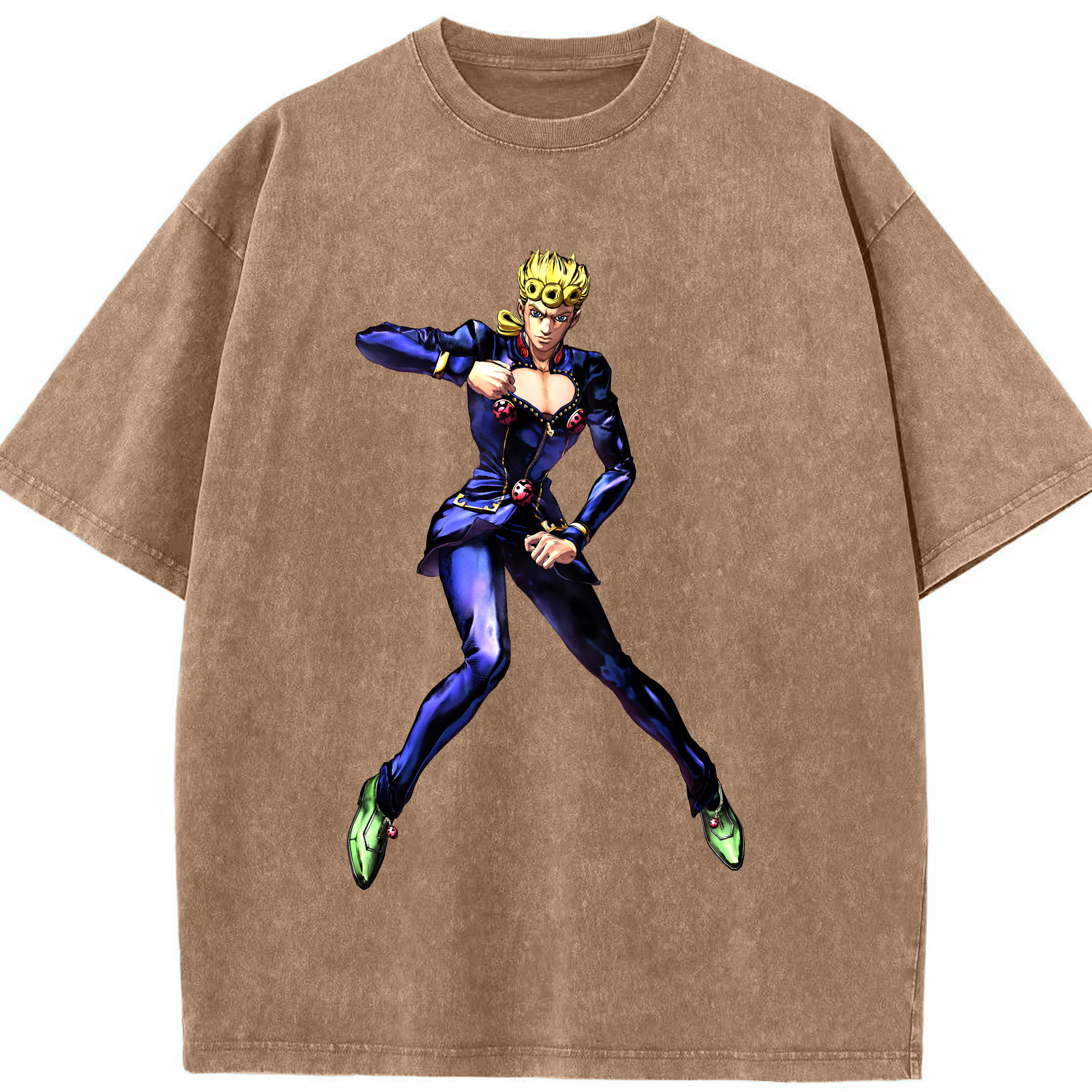 （画像用） ジョジョの奇妙な冒険 ジョルノ?ジョバァーナ JoJo's Bizarre Adventure Giorno Giovanna 綿100% ヴィンテージ風 半袖Tシャツ（フロントプリント）