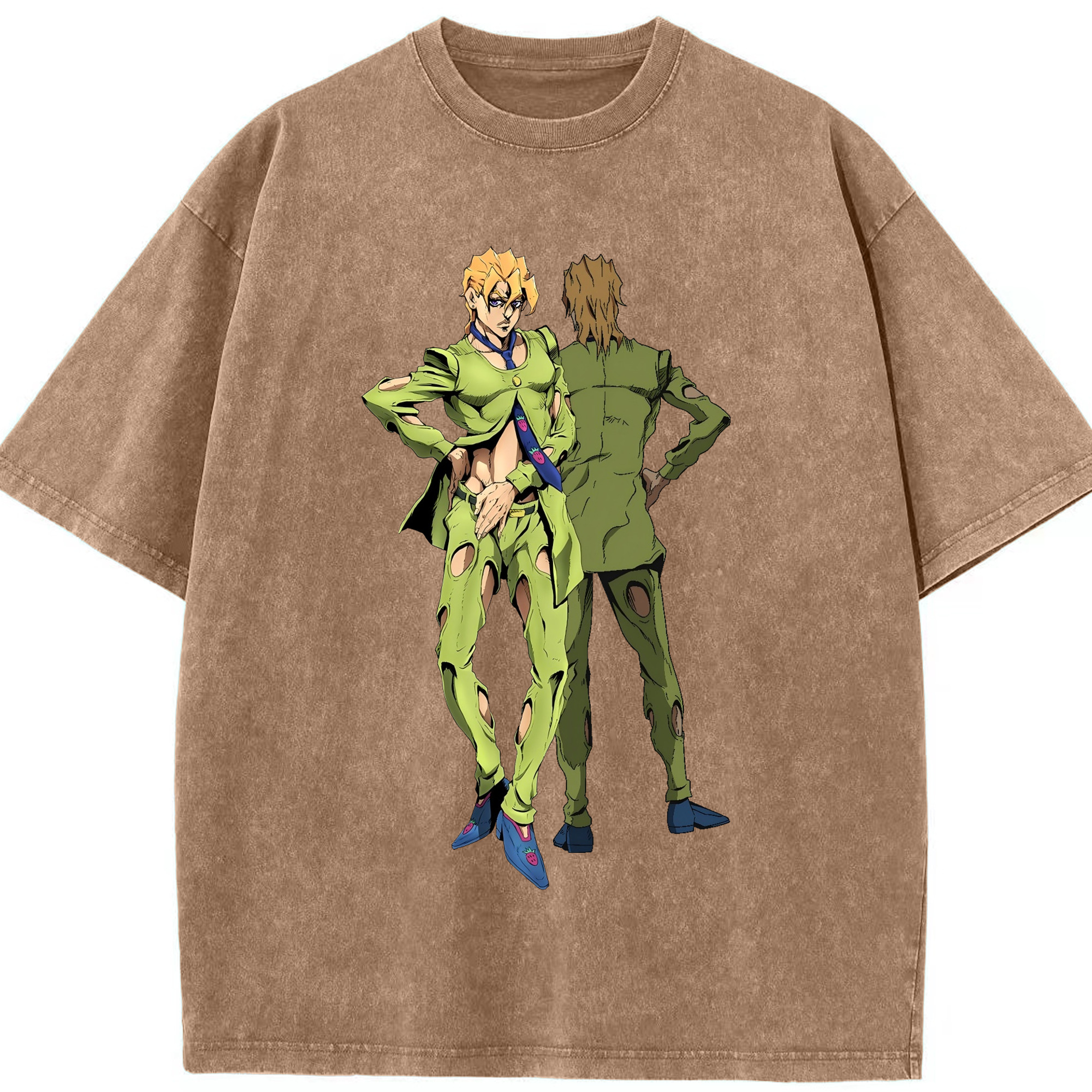 （画像用） ジョジョの奇妙な冒険 パンナコッタ?フー JoJo's Bizarre Adventure Pannacotta Fugo 綿100% ヴィンテージ風 半袖Tシャツ（フロントプリント）