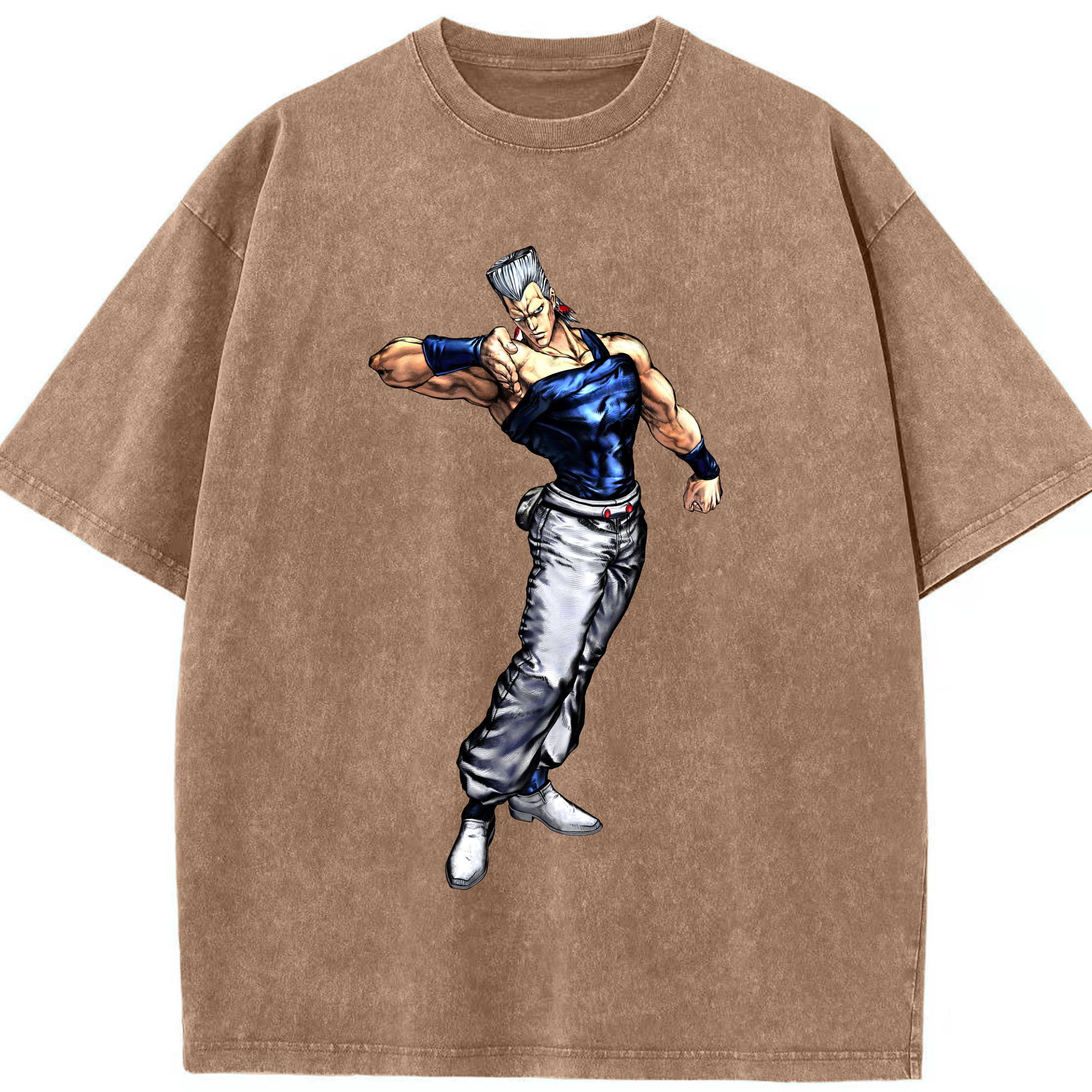 （画像用） ジョジョの奇妙な冒険 ジャン＝ピエール?ポルナレフ JoJo's Bizarre Adventure Jan Pierre Polnareff 綿100% ヴィンテージ風 半袖Tシャツ（フロントプリント）