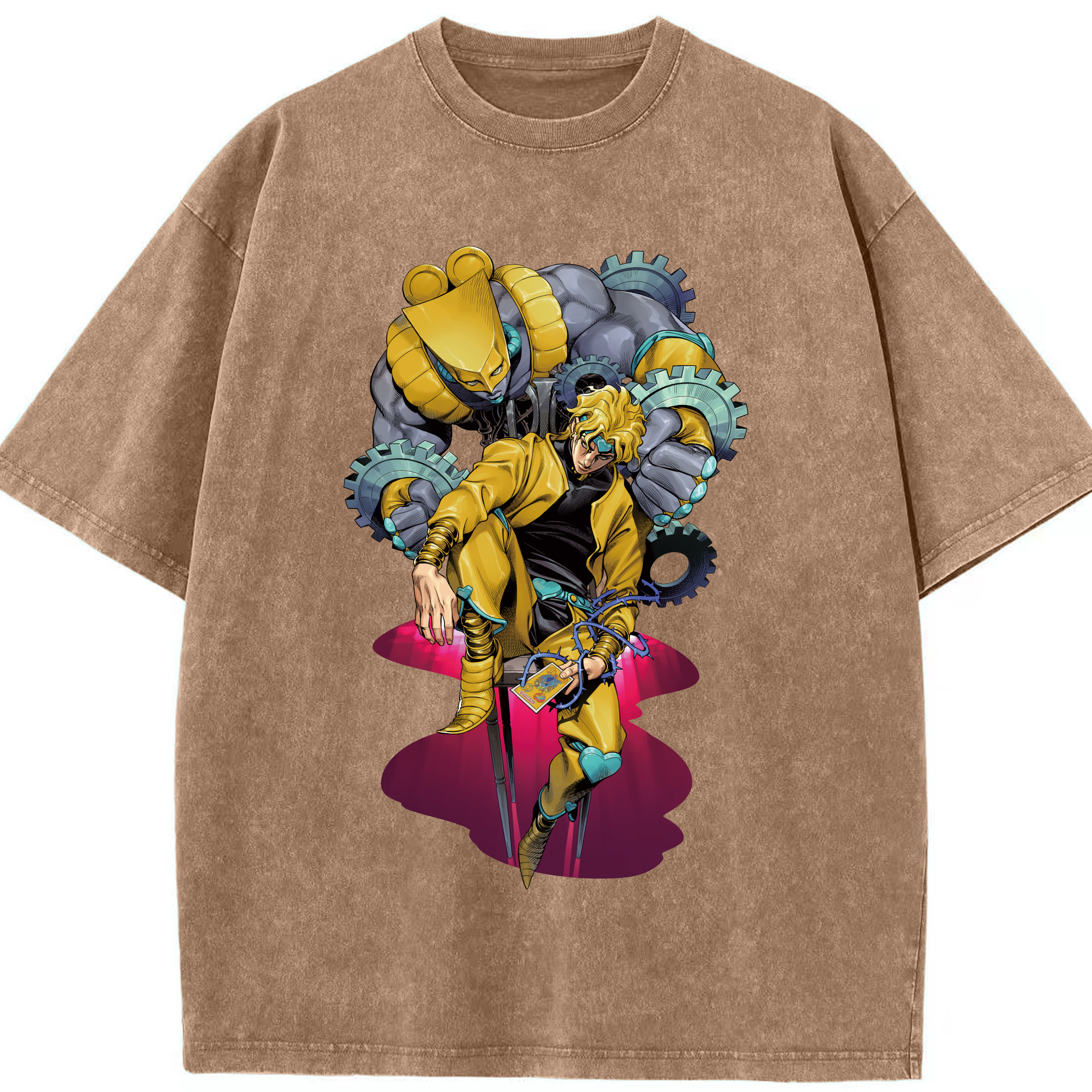 （画像用） ジョジョの奇妙な冒険 ディオ?ブランドー JoJo's Bizarre Adventure Dio Brando 綿100% ヴィンテージ風 半袖Tシャツ（フロントプリント）