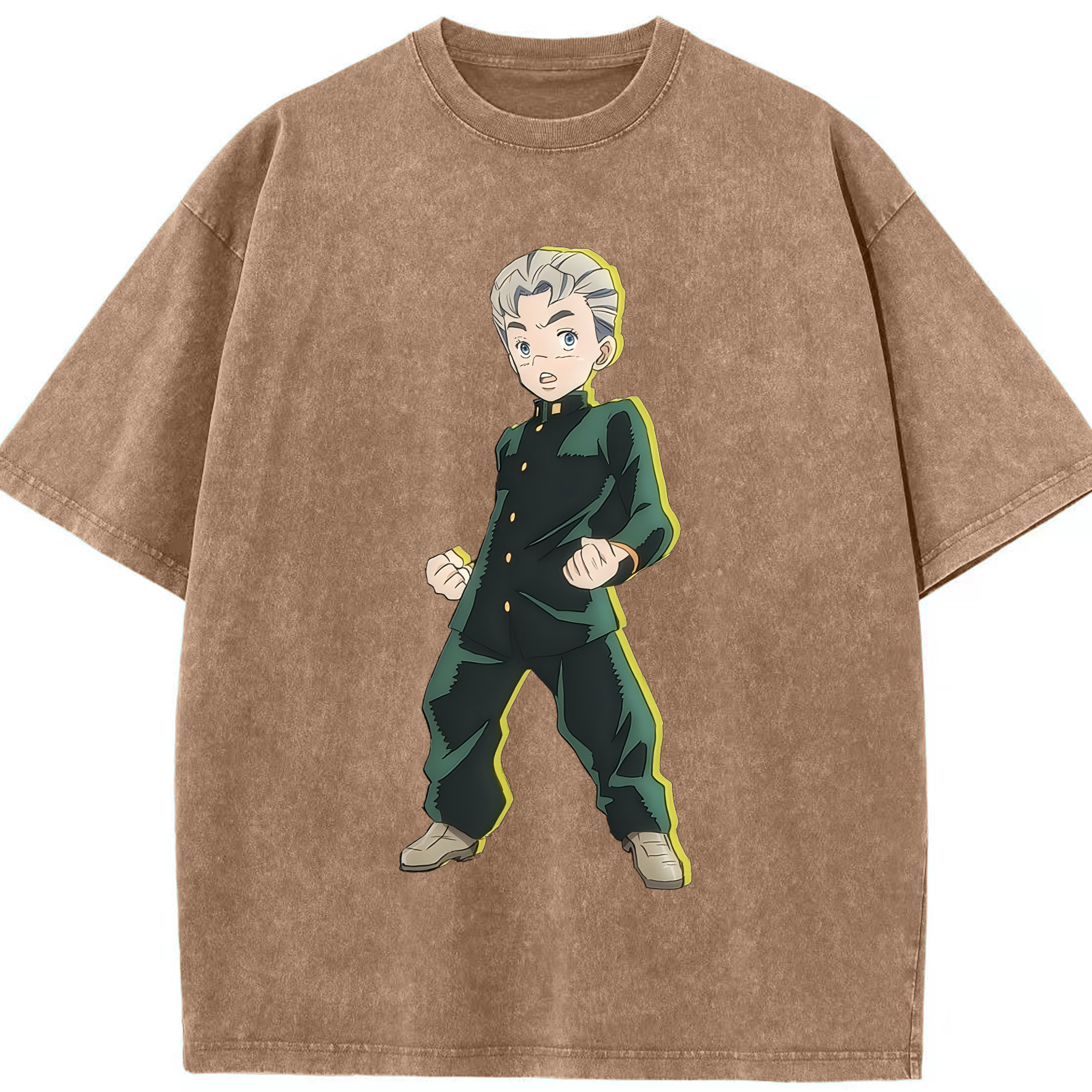 （画像用） ジョジョの奇妙な冒険 広瀨康一 JoJo's Bizarre Adventure Hirose Koichi 綿100% ヴィンテージ風 半袖Tシャツ（フロントプリント）