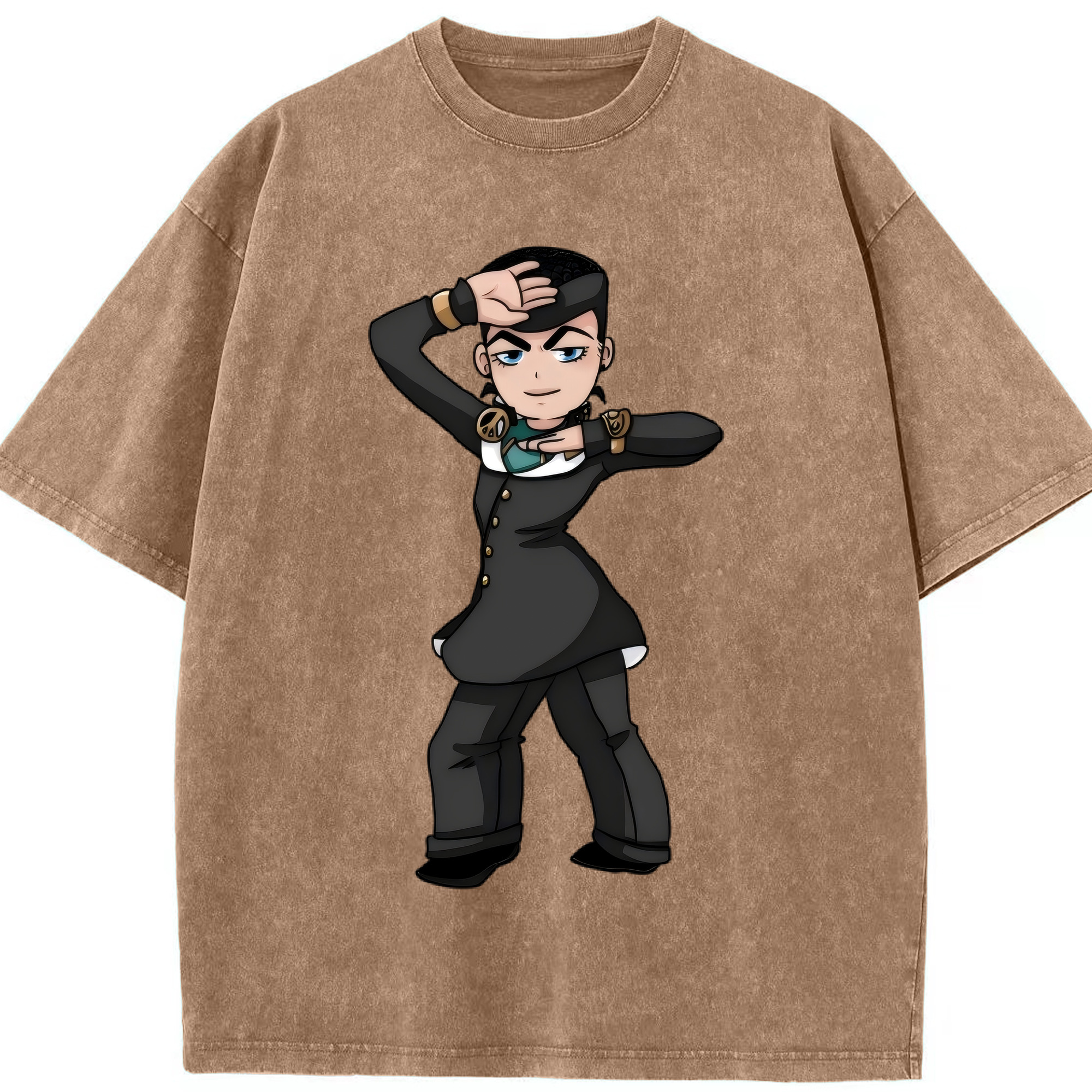 （画像用） ジョジョの奇妙な冒険 ひがしかた じょうすけ JoJo's Bizarre Adventure Higashikata Josuke 綿100% ヴィンテージ風 半袖Tシャツ（フロントプリント）
