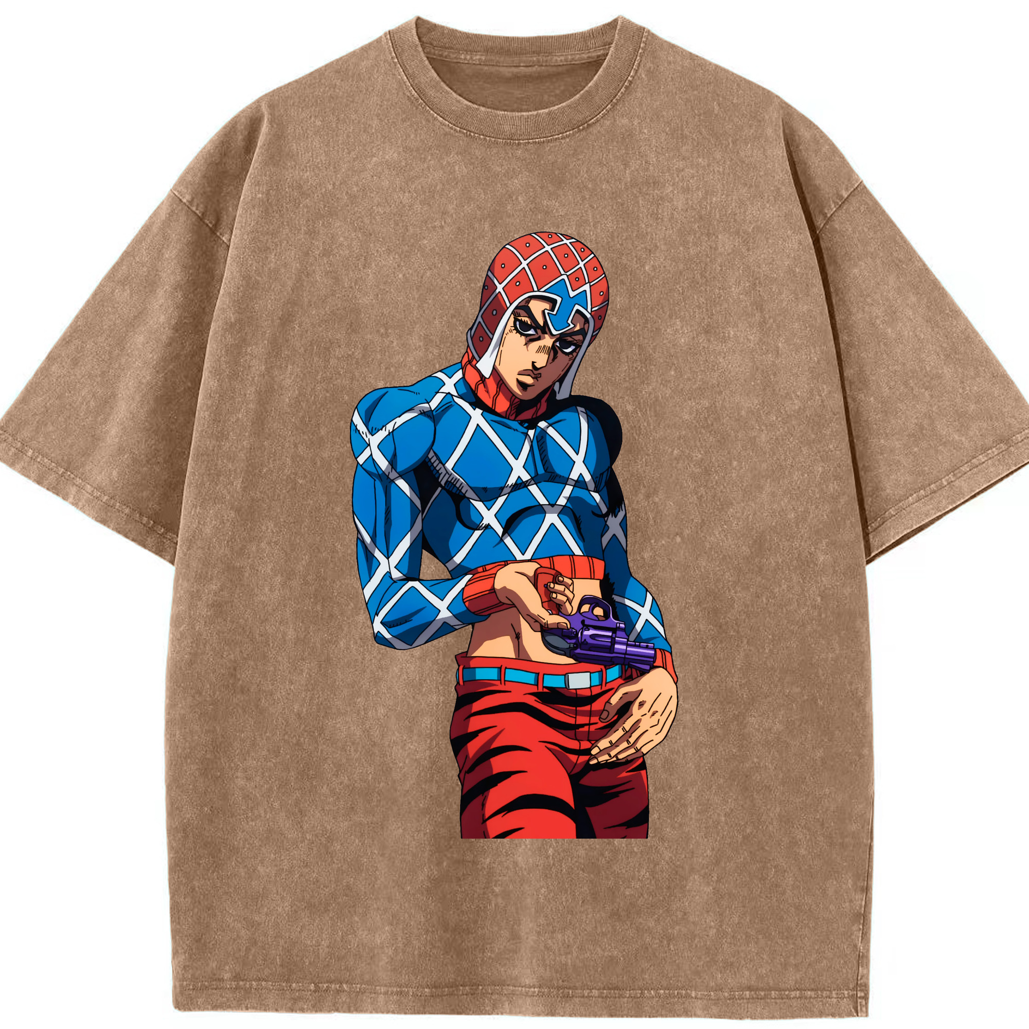 （画像用） ジョジョの奇妙な冒険 グイード?ミスタ JoJo's Bizarre Adventure Guido Mista 綿100% ヴィンテージ風 半袖Tシャツ（フロントプリント）